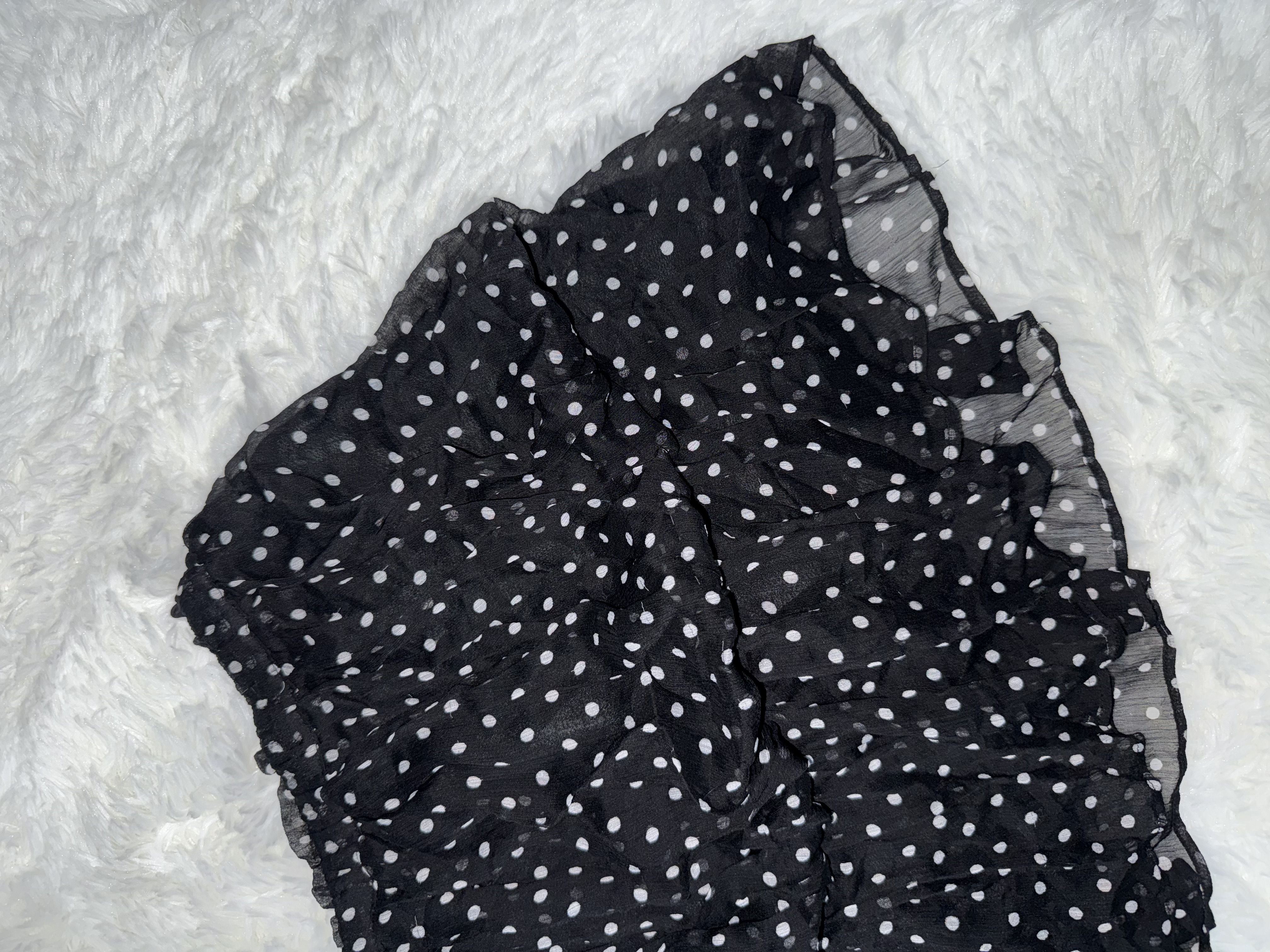 Polka Dot Layered Mesh Mini Skirt