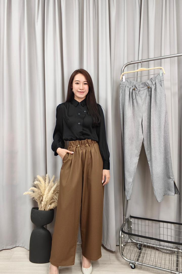 CB2583 Elegant Silk Touch Buttoned Blouse