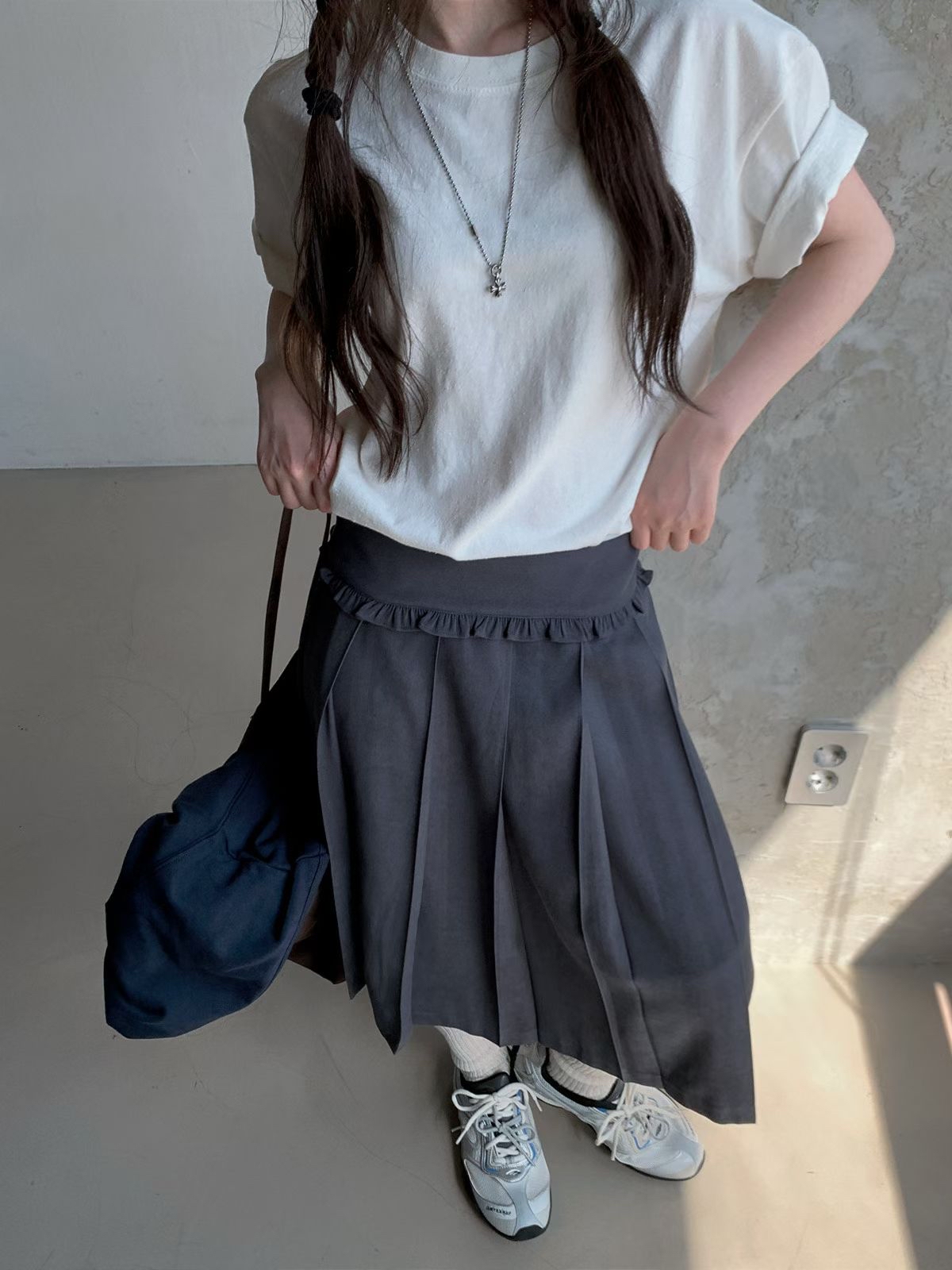 221624 ruffle腰百褶裙