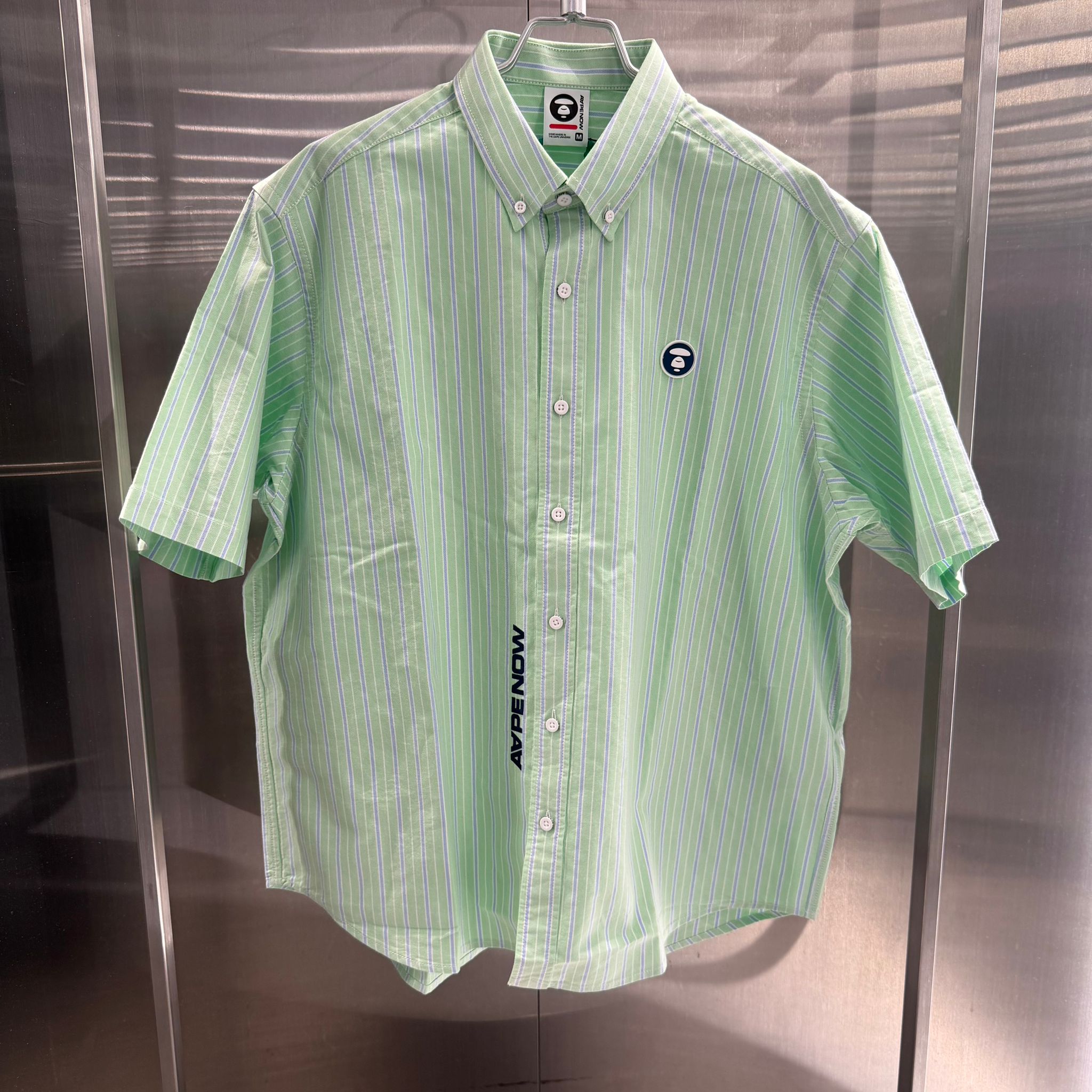 AAPE AAPENOW moonface striped short sleeve shirt (8560)