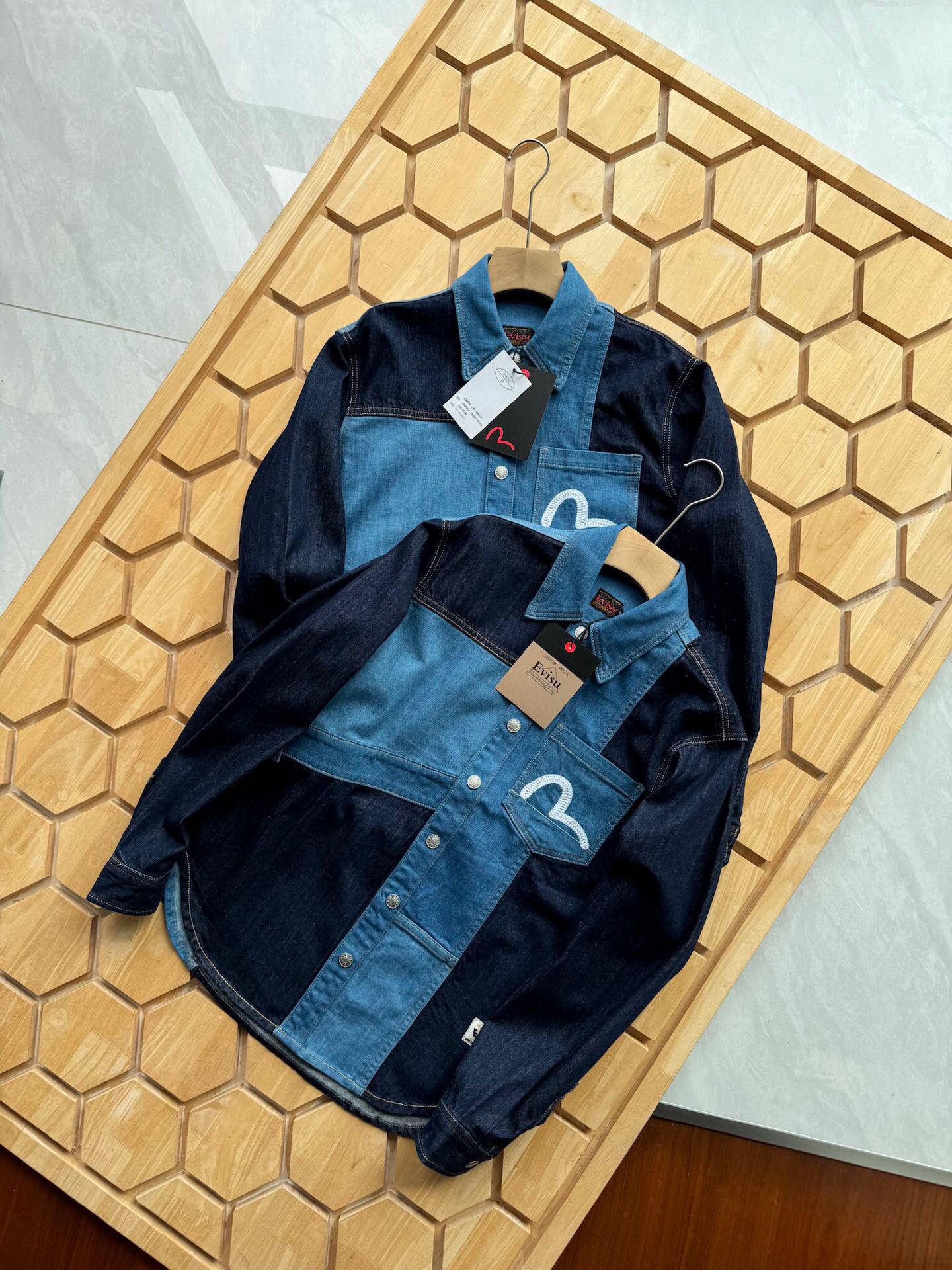 預訂 EVI SU 福神拼接刺繡牛仔襯衫 #91789