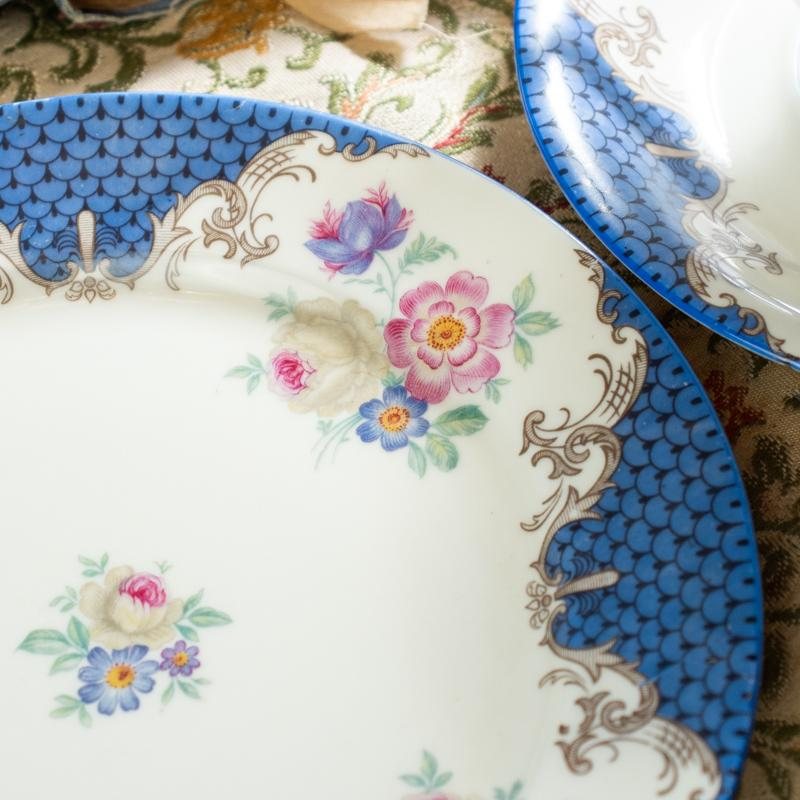 C.a. 1924 - 1946 German Seltmann Weiden Elegant Foliage Blue Tea Set Trio(MW108)