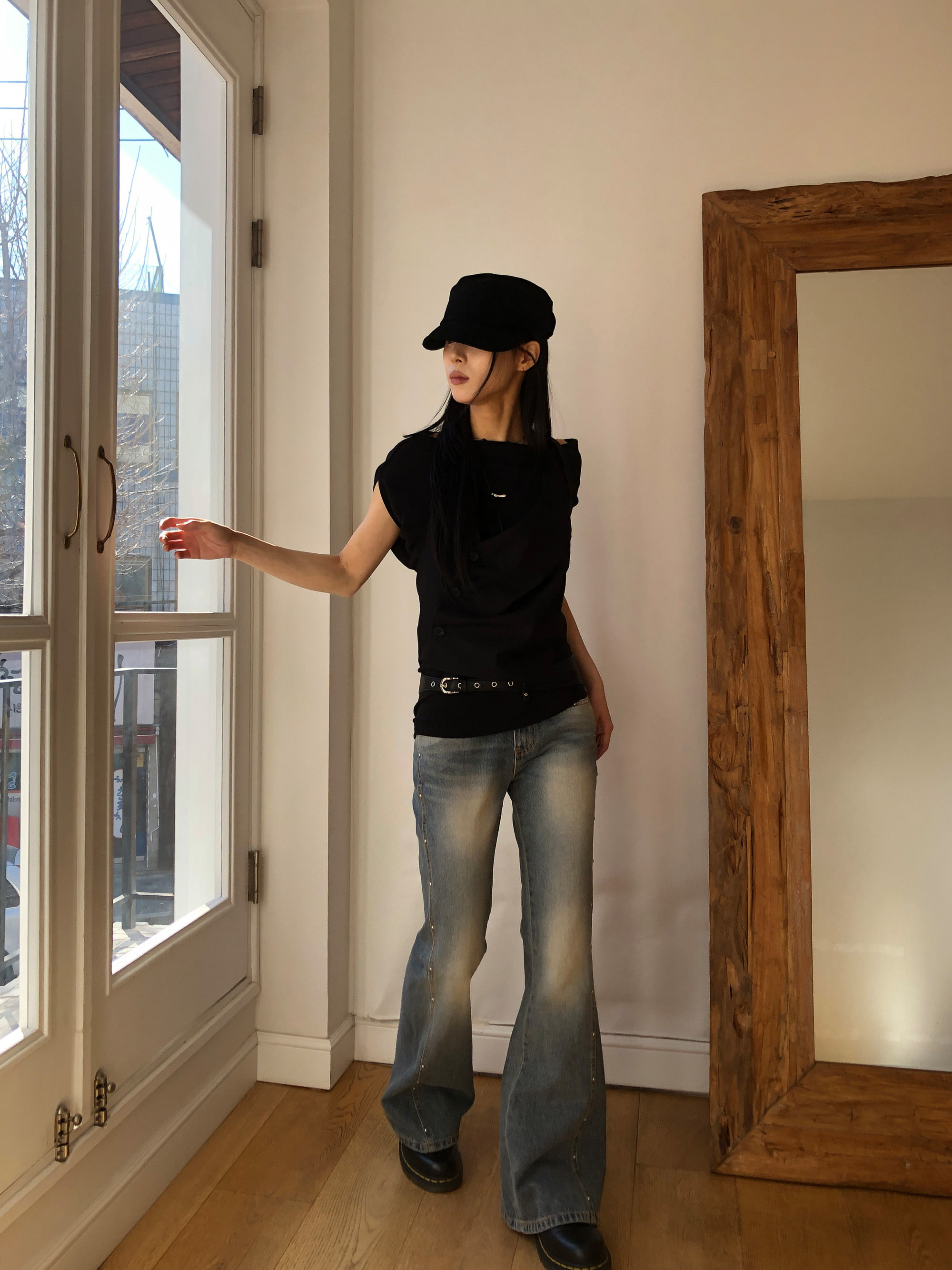 Studded Flare Denim Jeans