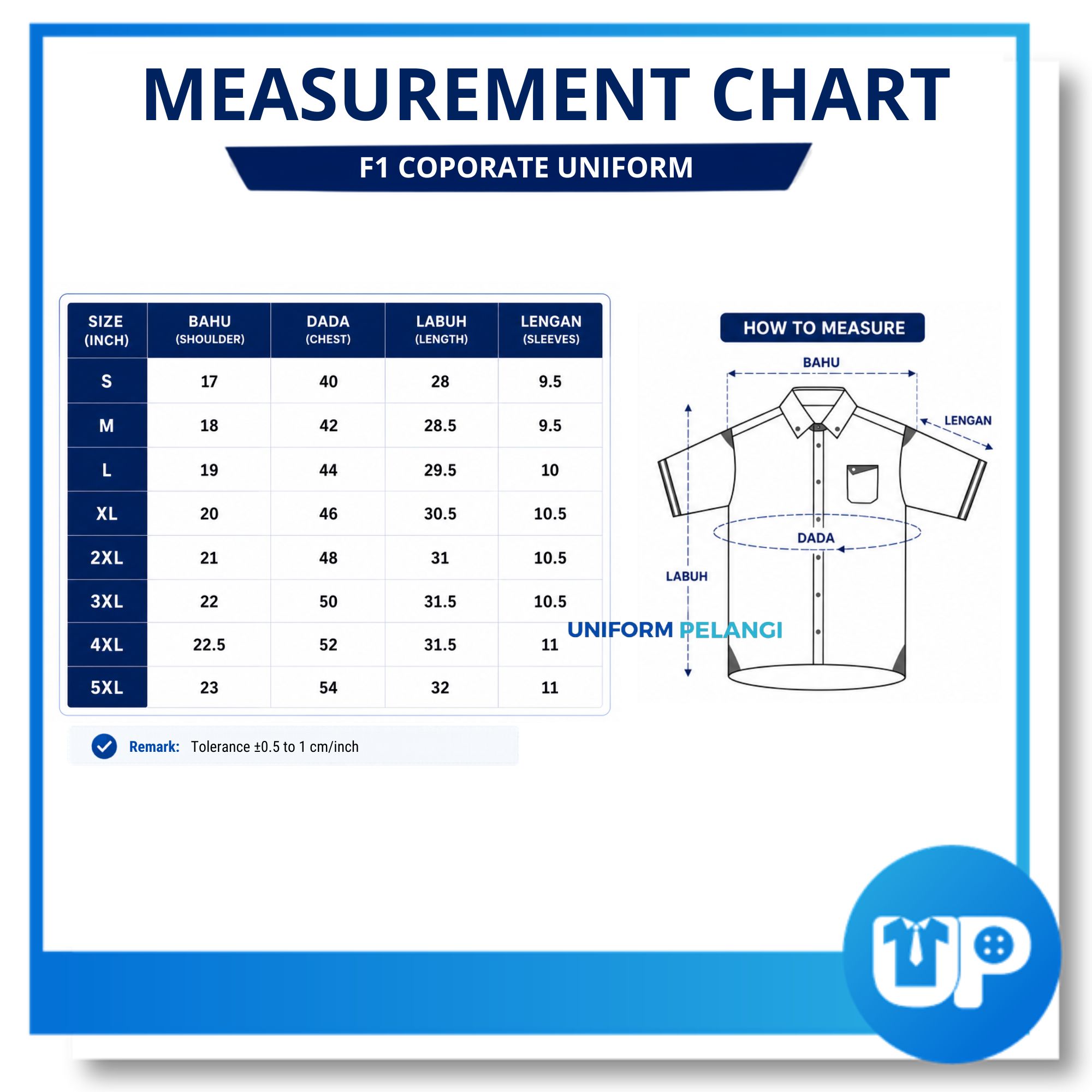 F128 Unisex F1 Corporate Uniform / BAJU KORPORAT / PV BUTTON-DOWN COLLAR SHORT SLEEVE (F128)