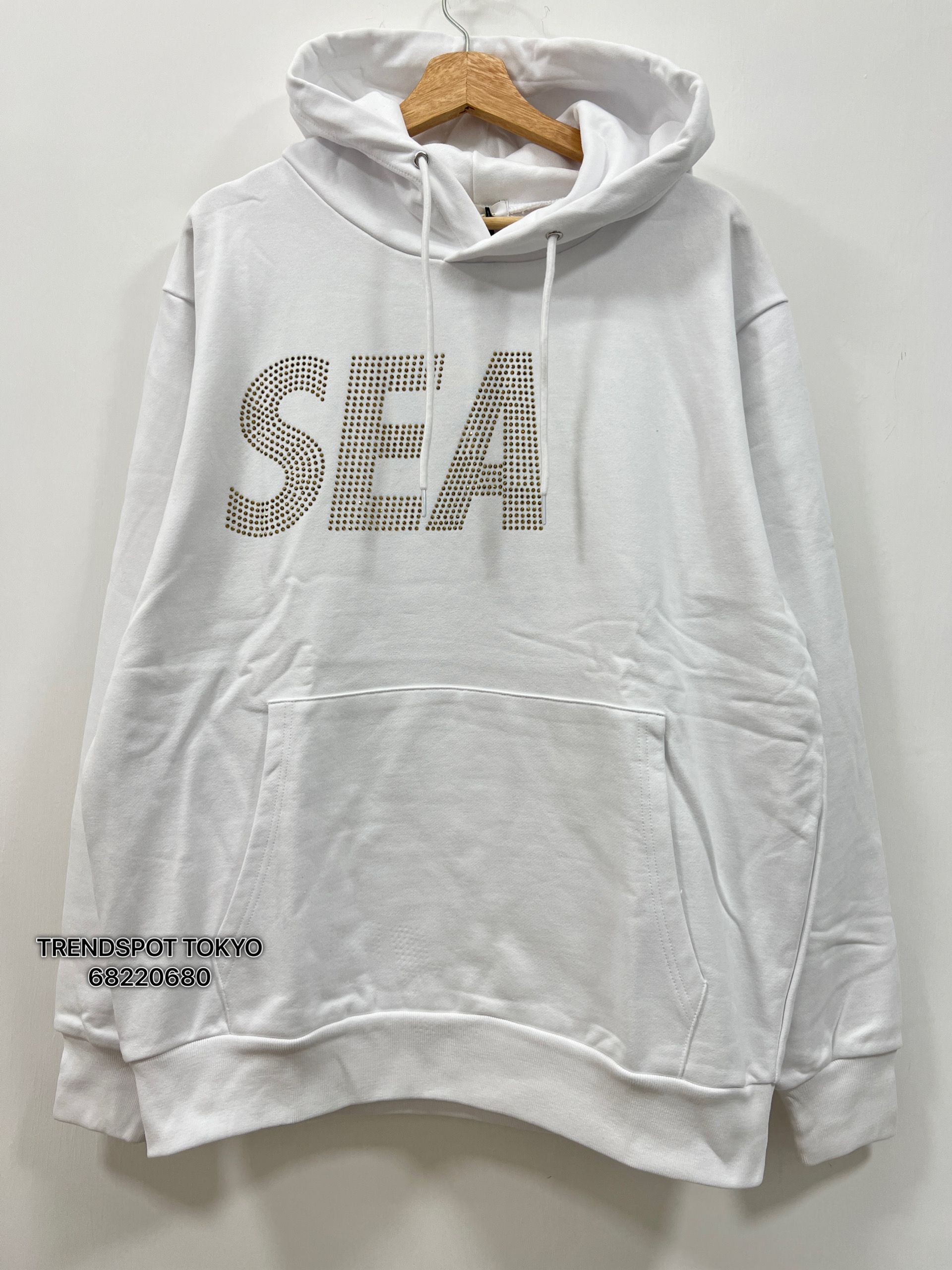 SEA RHINE STONE HOODIE / WHITE-