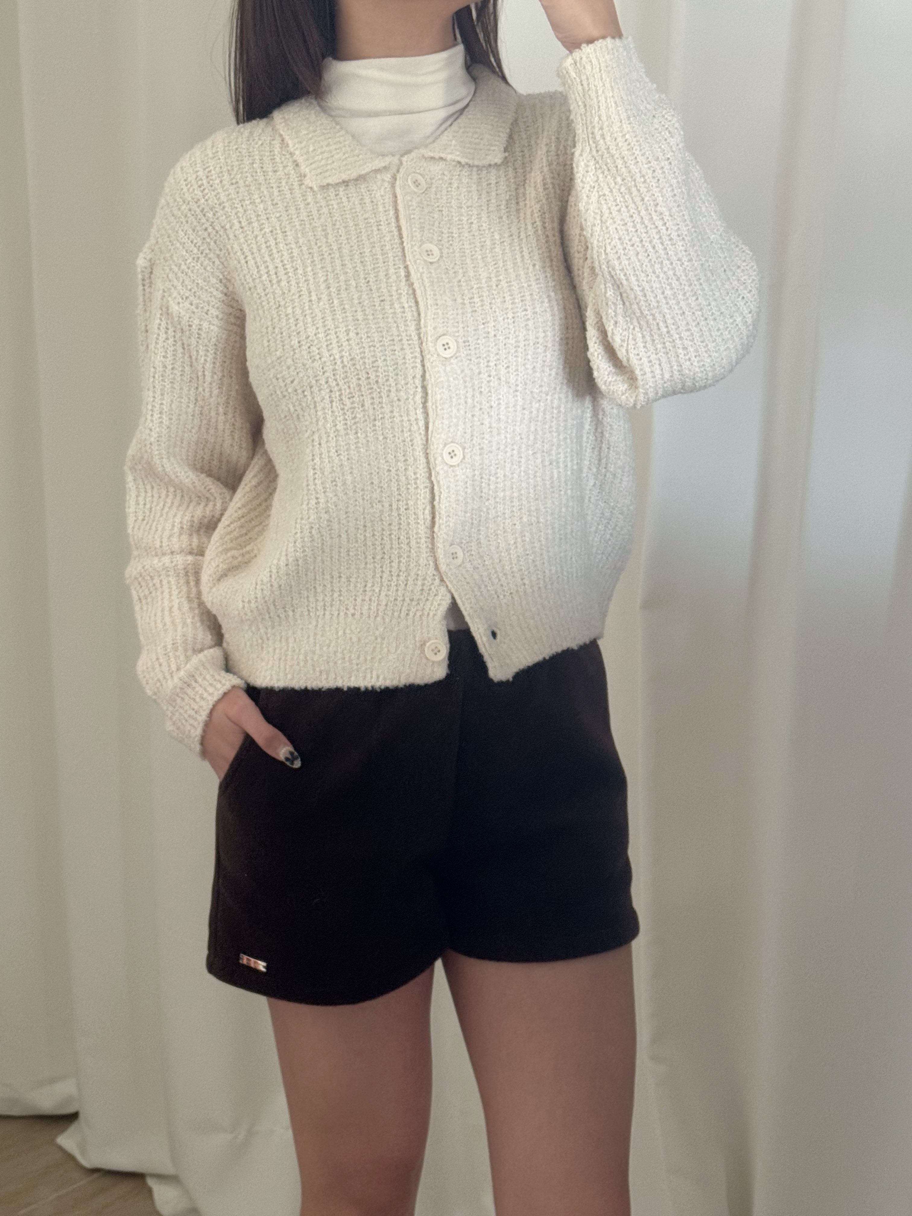 [超舒適不拮肉!]毛巾圈圈針織開鈕長袖上衣(四色入)