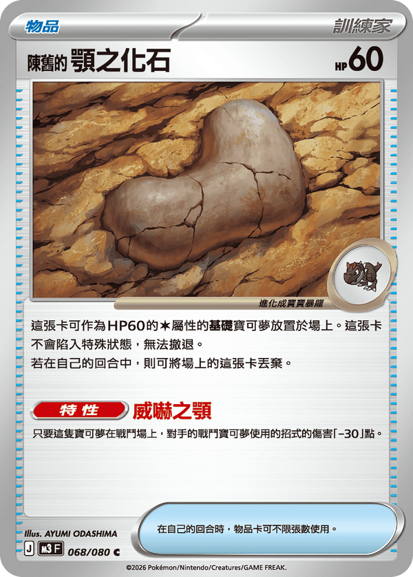 M3F 068/080 陳舊的顎之化石 C