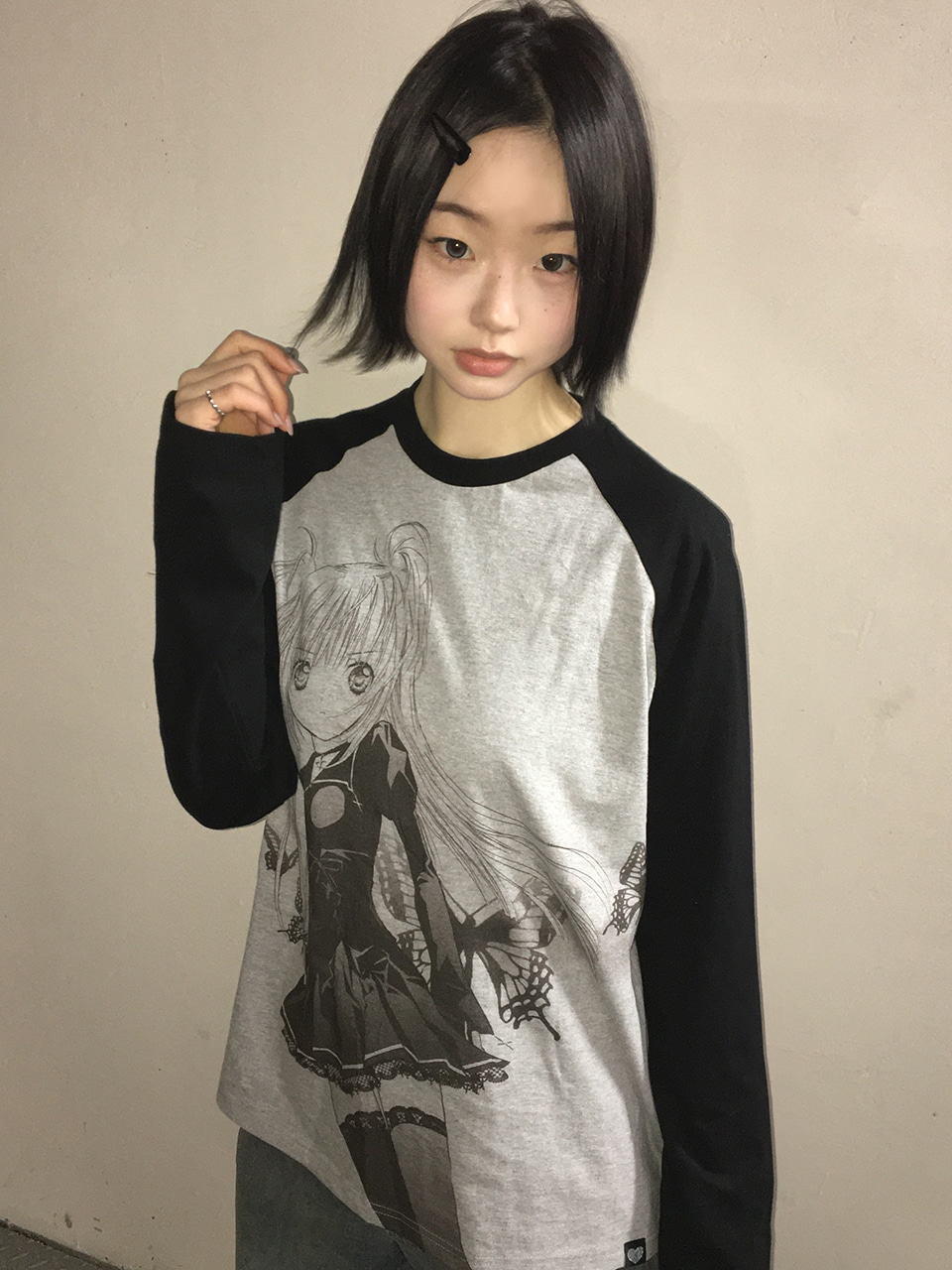 《Pre-Order》RAGLAN LONG SLEEVE(WHITE/BLACK)｜守護甜心 Shugo Chara! X luvistrue 3rd Drop