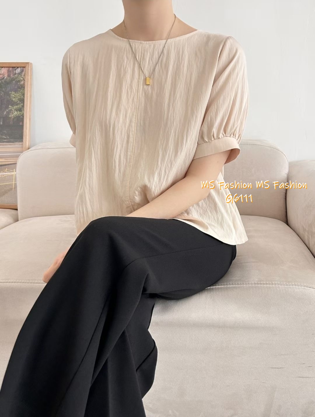 G6111 韓國🇰🇷特色皺皺拼布top