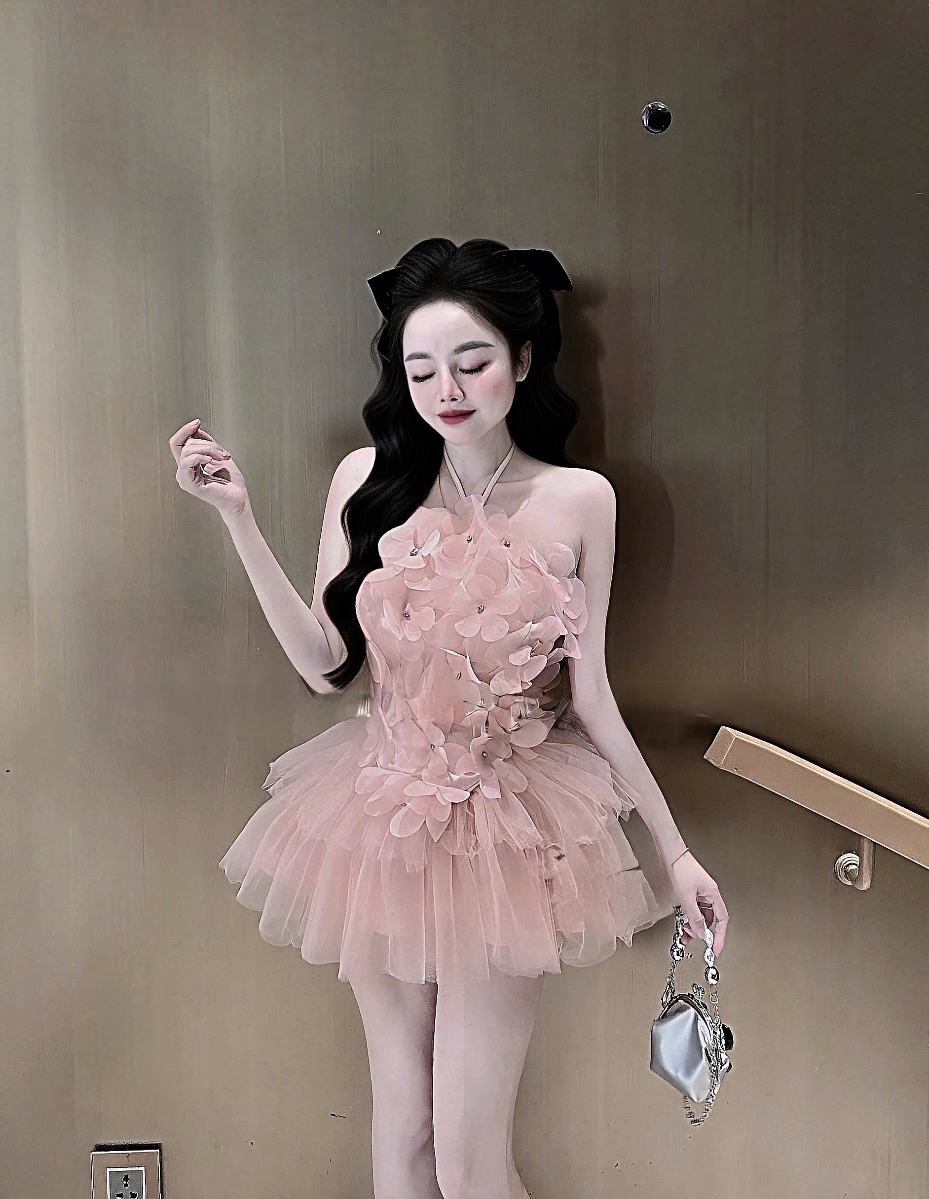 薄紗花花款式两件套洋装