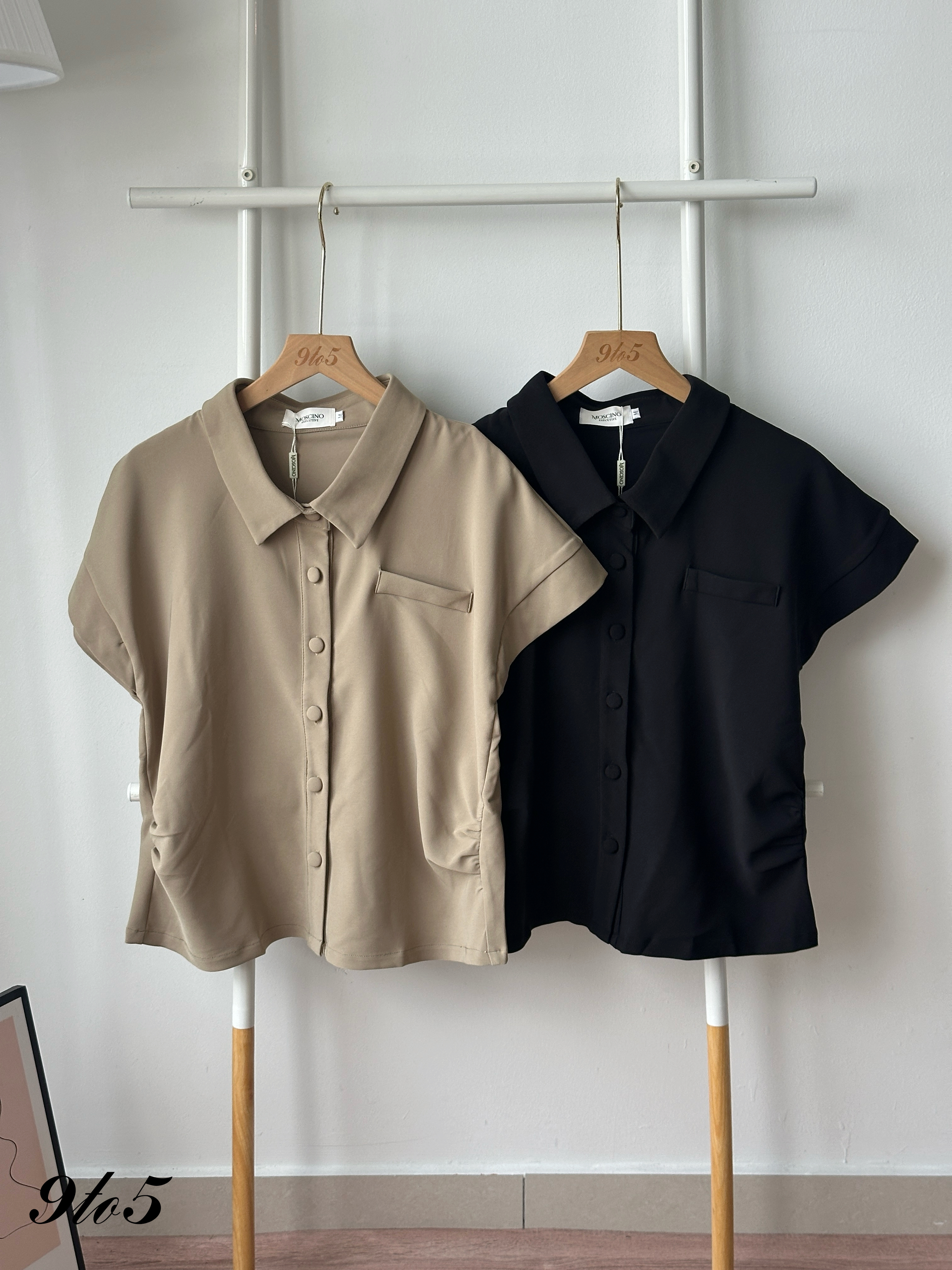 T4412 Cape Sleeve Ruched Shirt - 3 Colors 