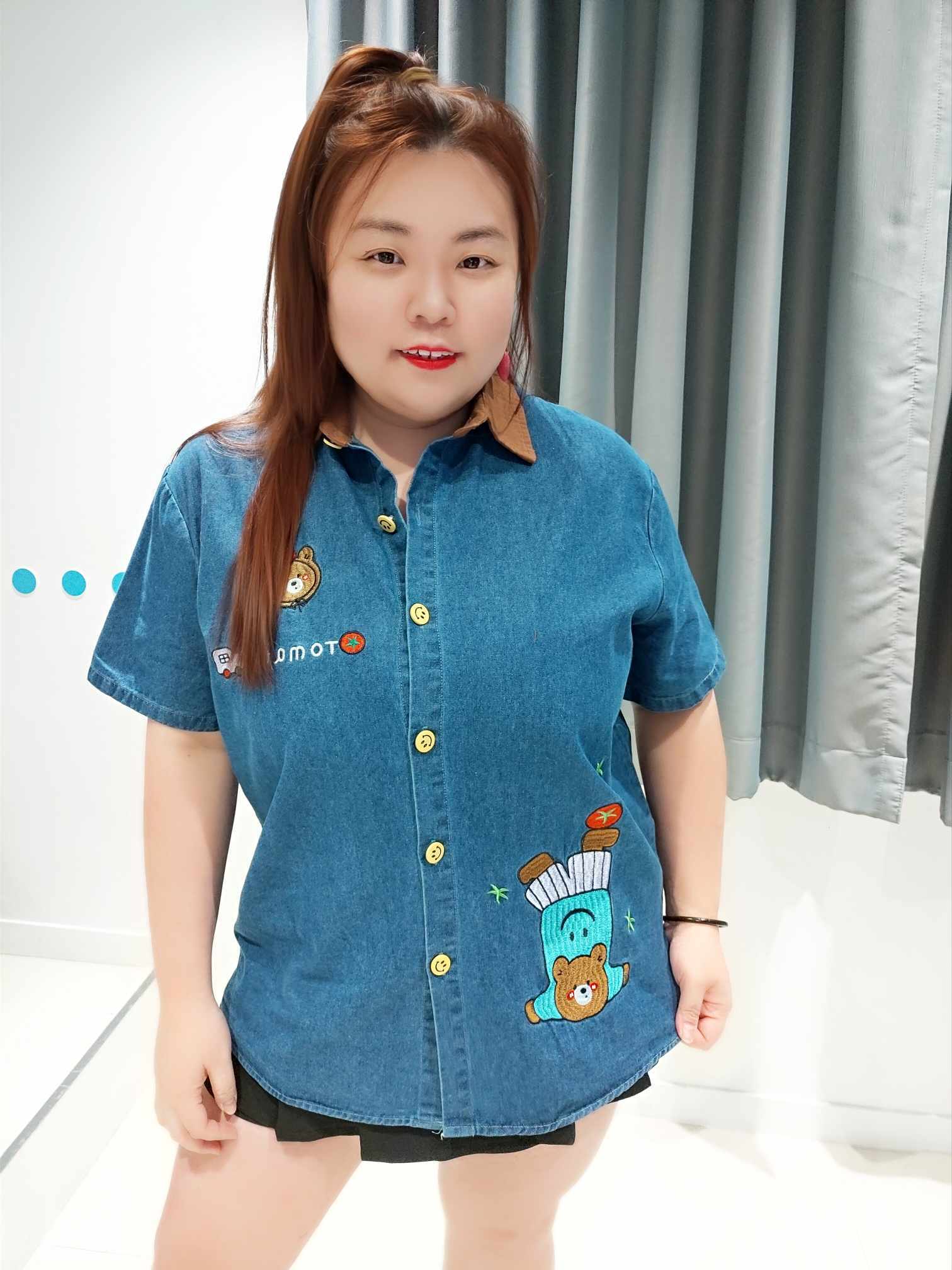 ENC04 刺绣BEAR牛仔上衣 (胸围 100-120CM)