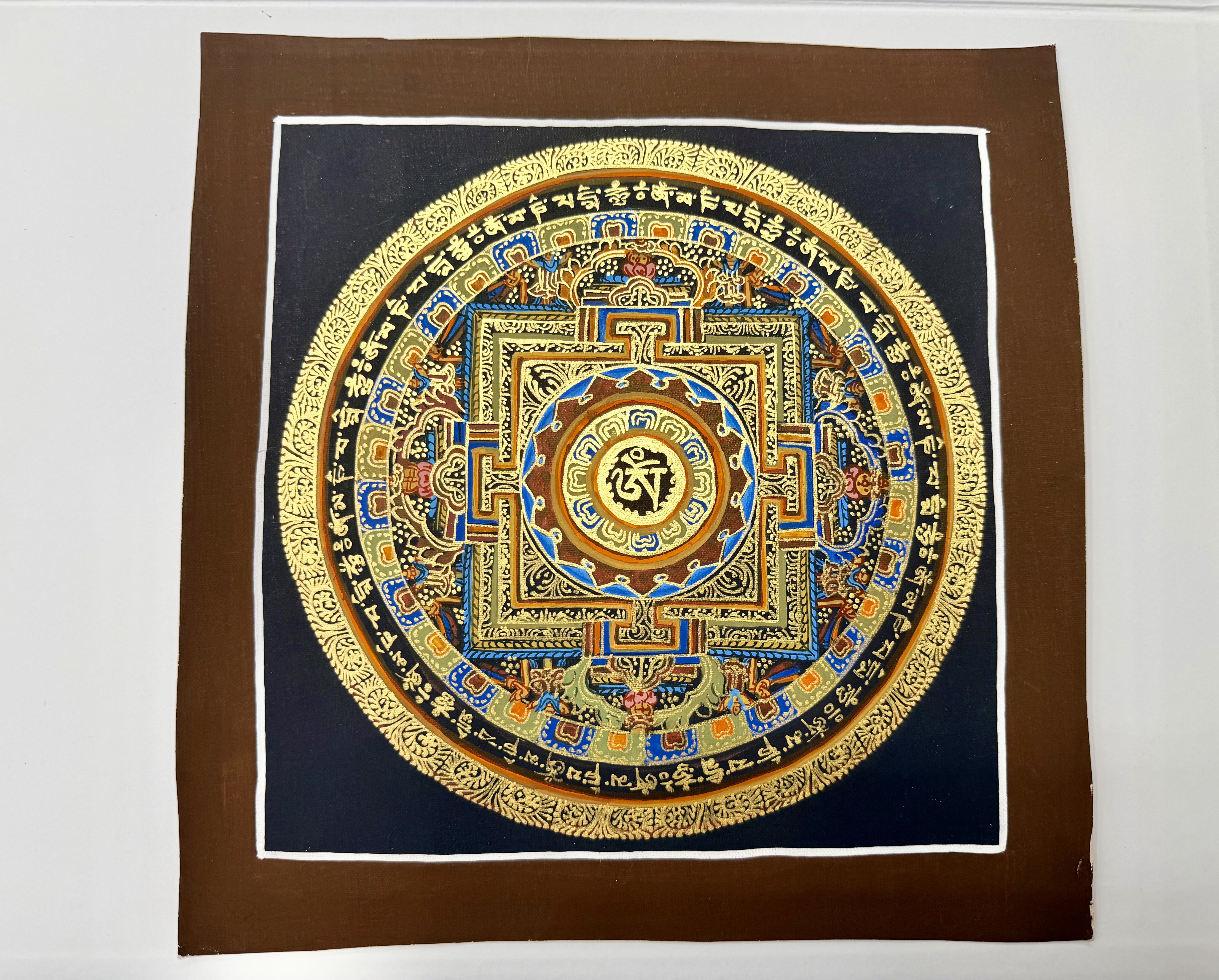 #2 尼泊爾三大廟加持手繪唐卡～OM 字 壇城約25cm 