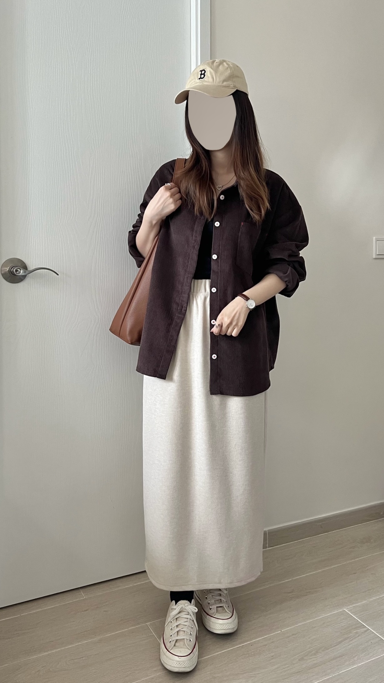 親膚軟熟細坑紋長裙 