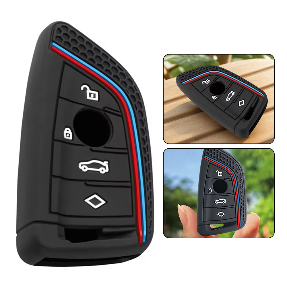 適用於寶馬1 2 3 5 7系硅膠鑰匙套 4鍵黑 UA0543