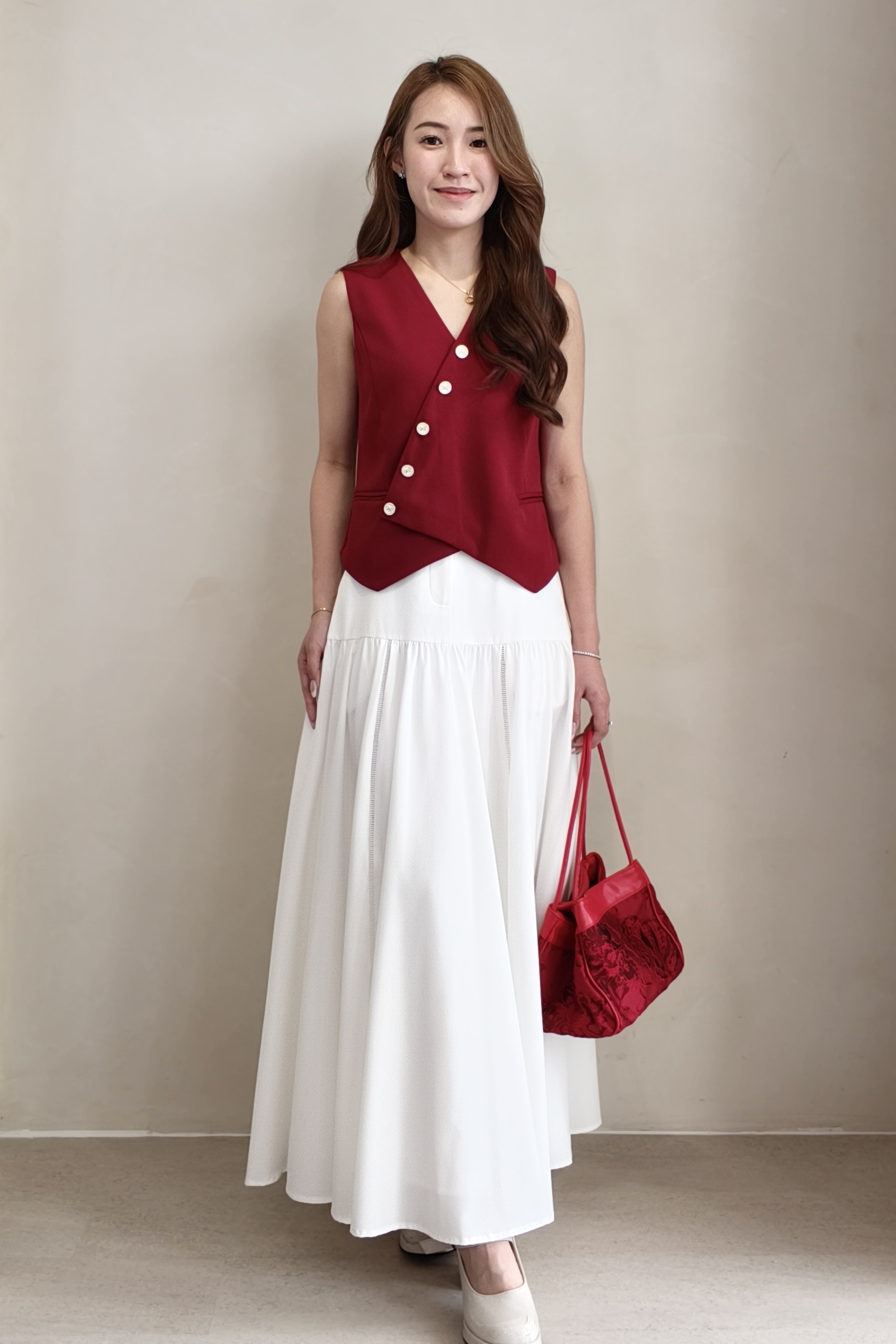 12241368 Belted Gathered Maxi Skirt