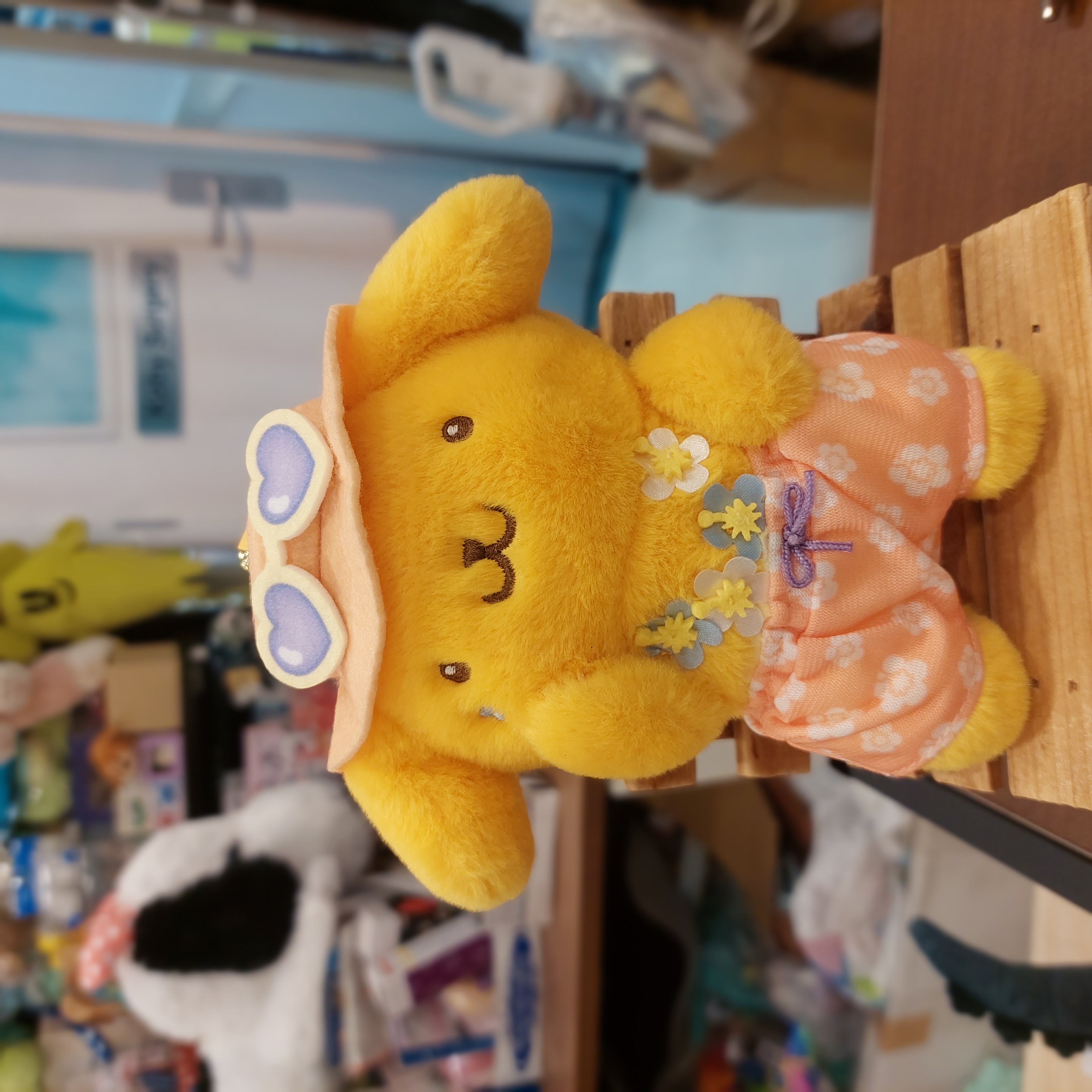 原裝日本Sanrio 夏日 Pompompurin 布甸狗 公仔吊飾 