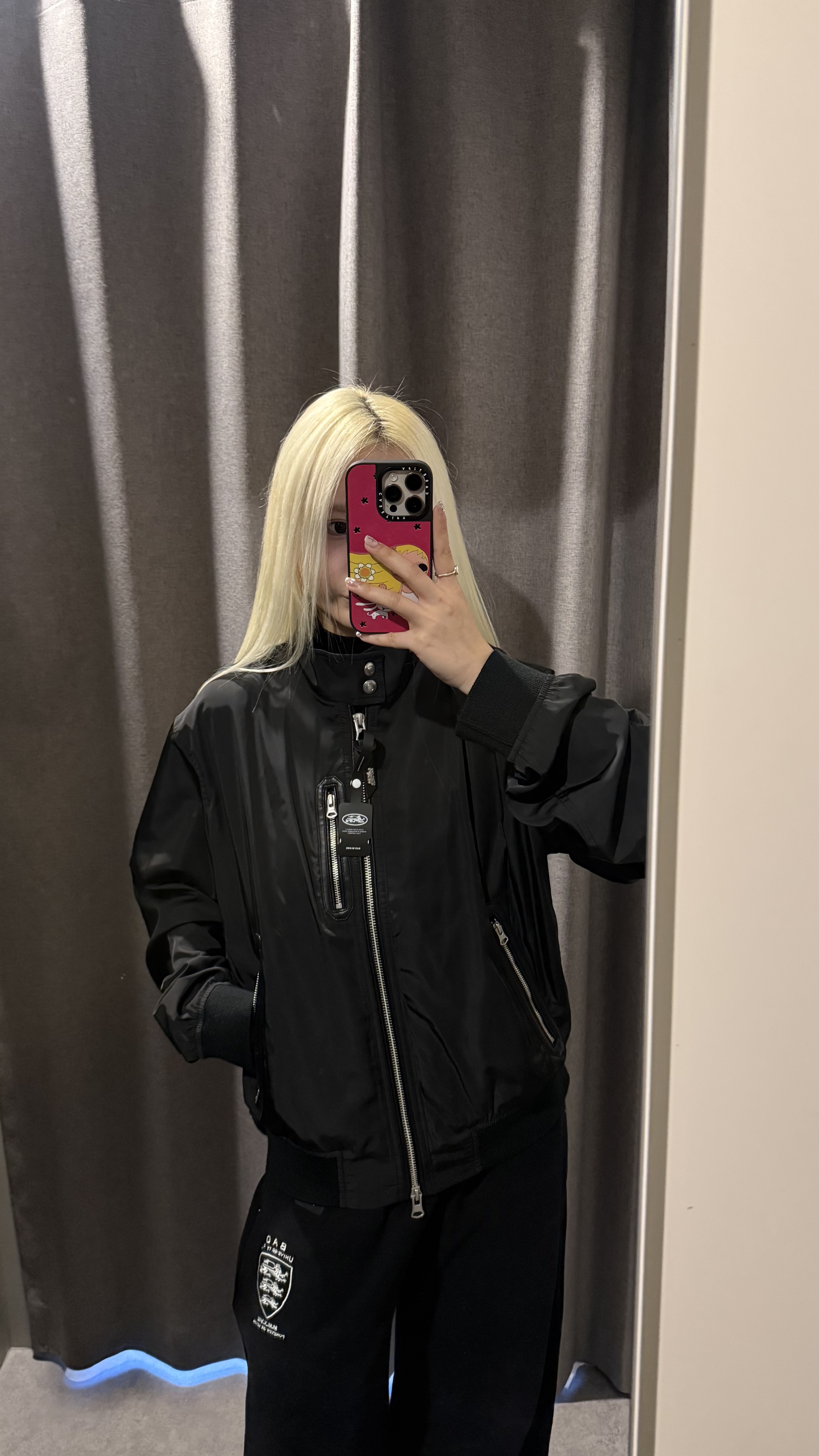 BADBLOOD [w-jkt26-037] Contour Technical Leather Panel High-Neck Jacket - Black