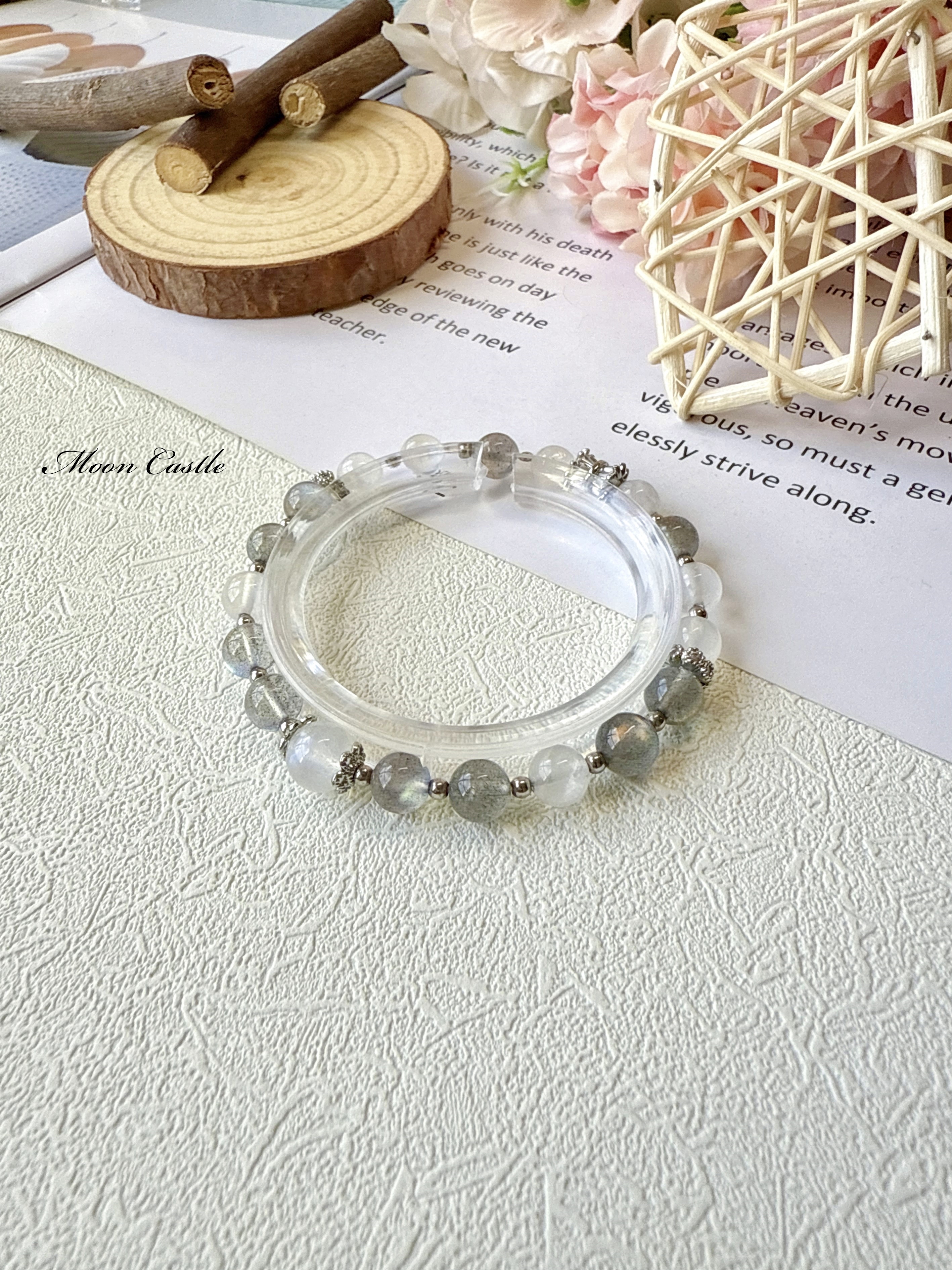 藍月光x灰拉長石(彩光)手鏈