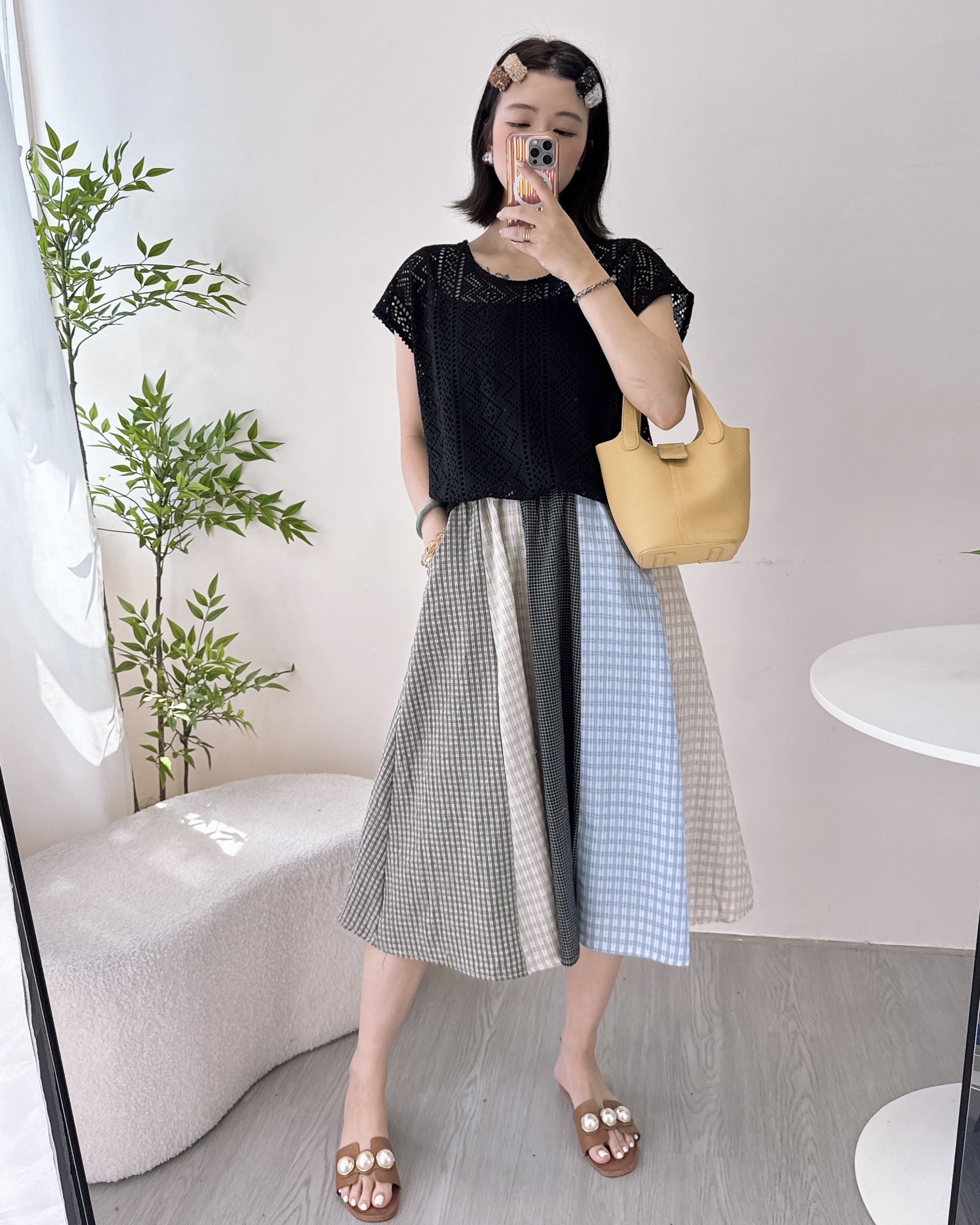 高質拼布通花連身裙 2色