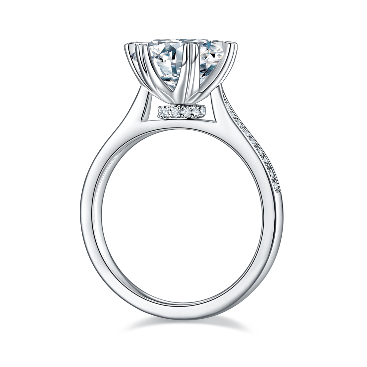 時來運轉S925銀鍍白金D級莫桑鑽戒指3卡