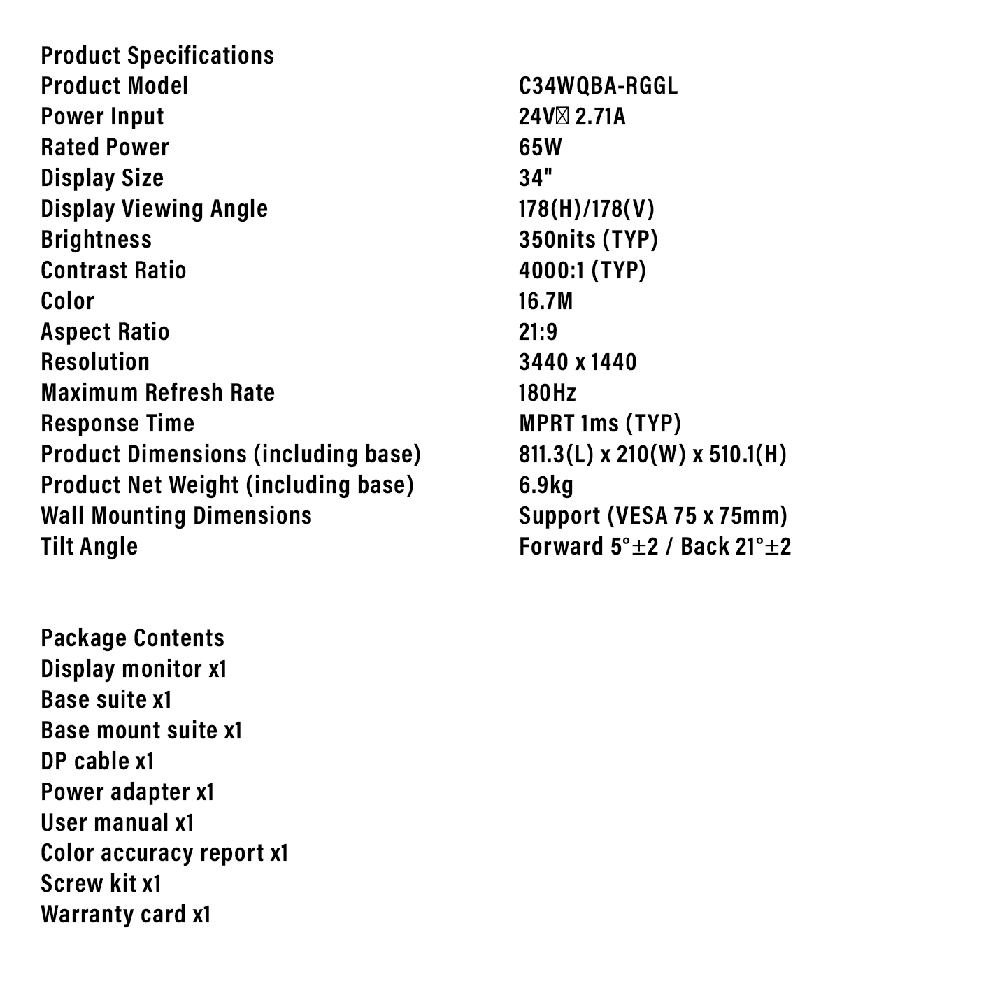 Xiaomi 34" G34WQi Curved Gaming Monitor 180Hz (ELA5458UK)