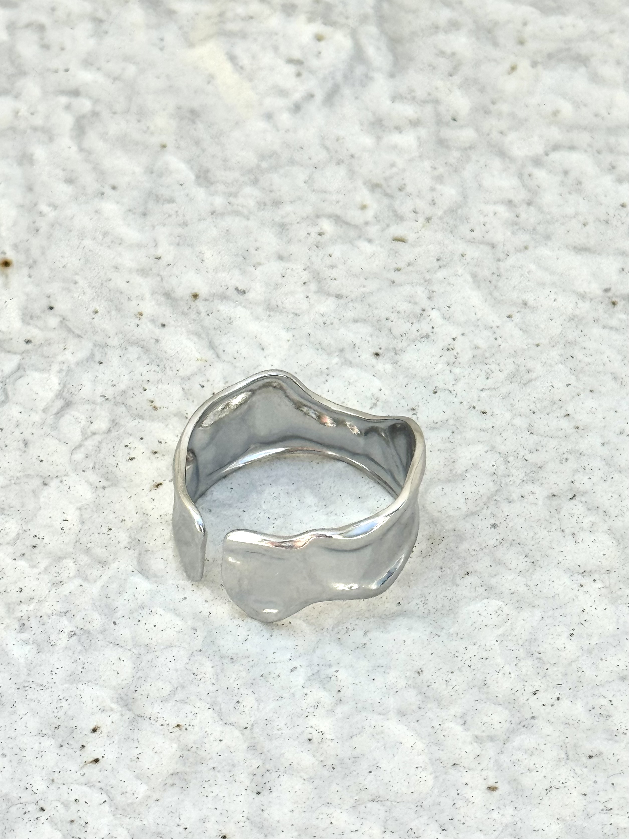 Sliver irregular stainless ring