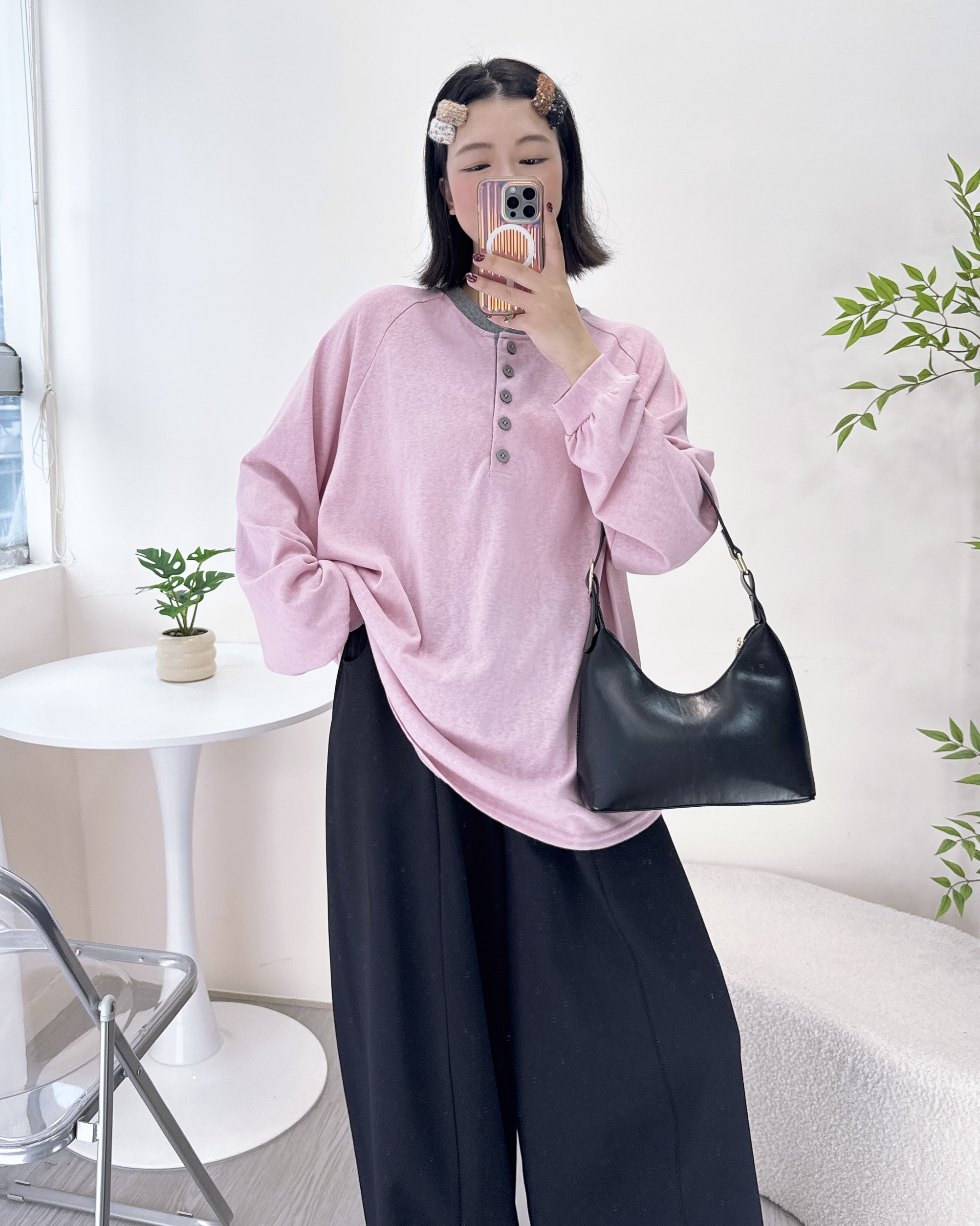 寬鬆薄身鈕扣長上衣 3色