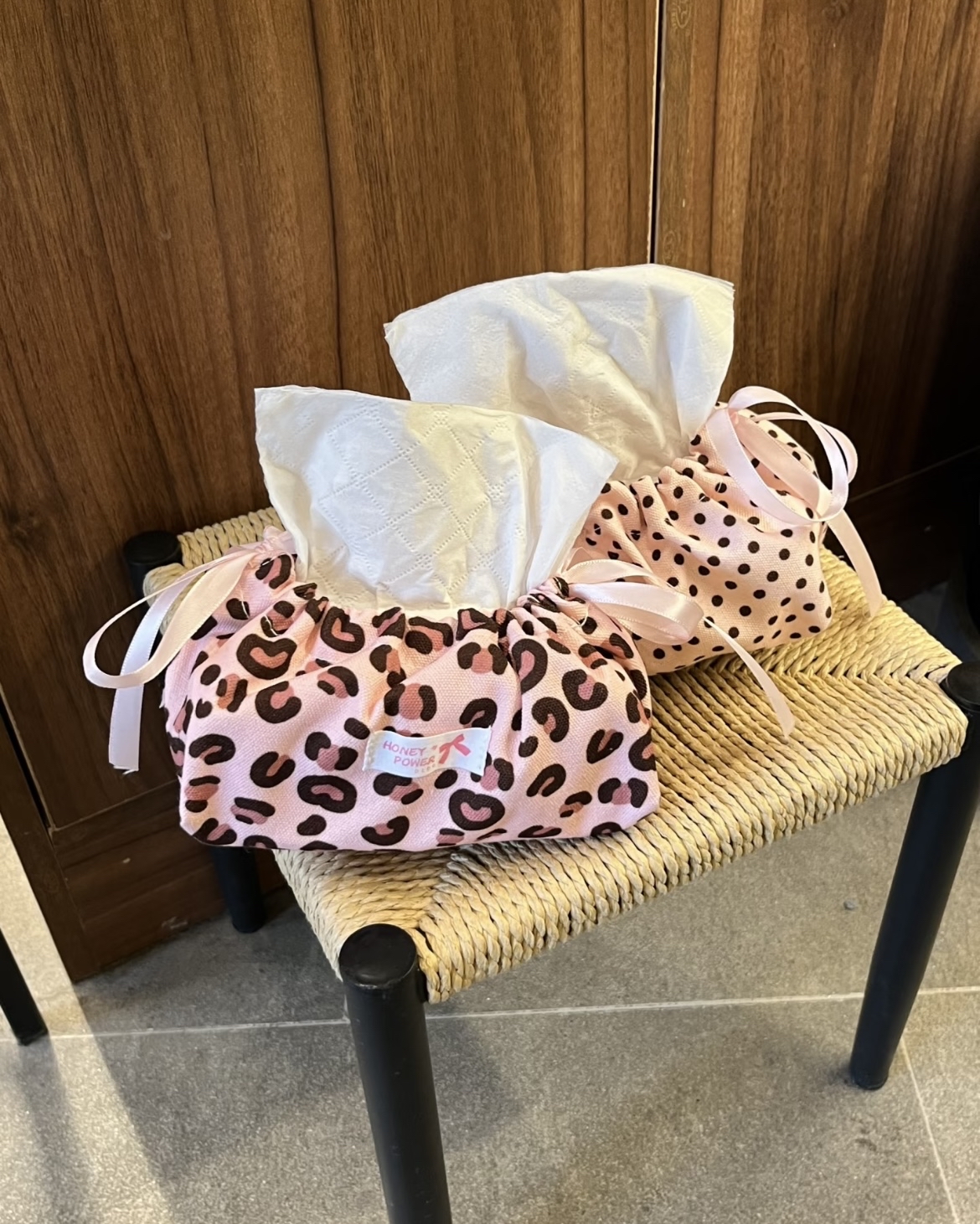 法式甜美蝴蝶結紙巾套 (波點/豹紋)