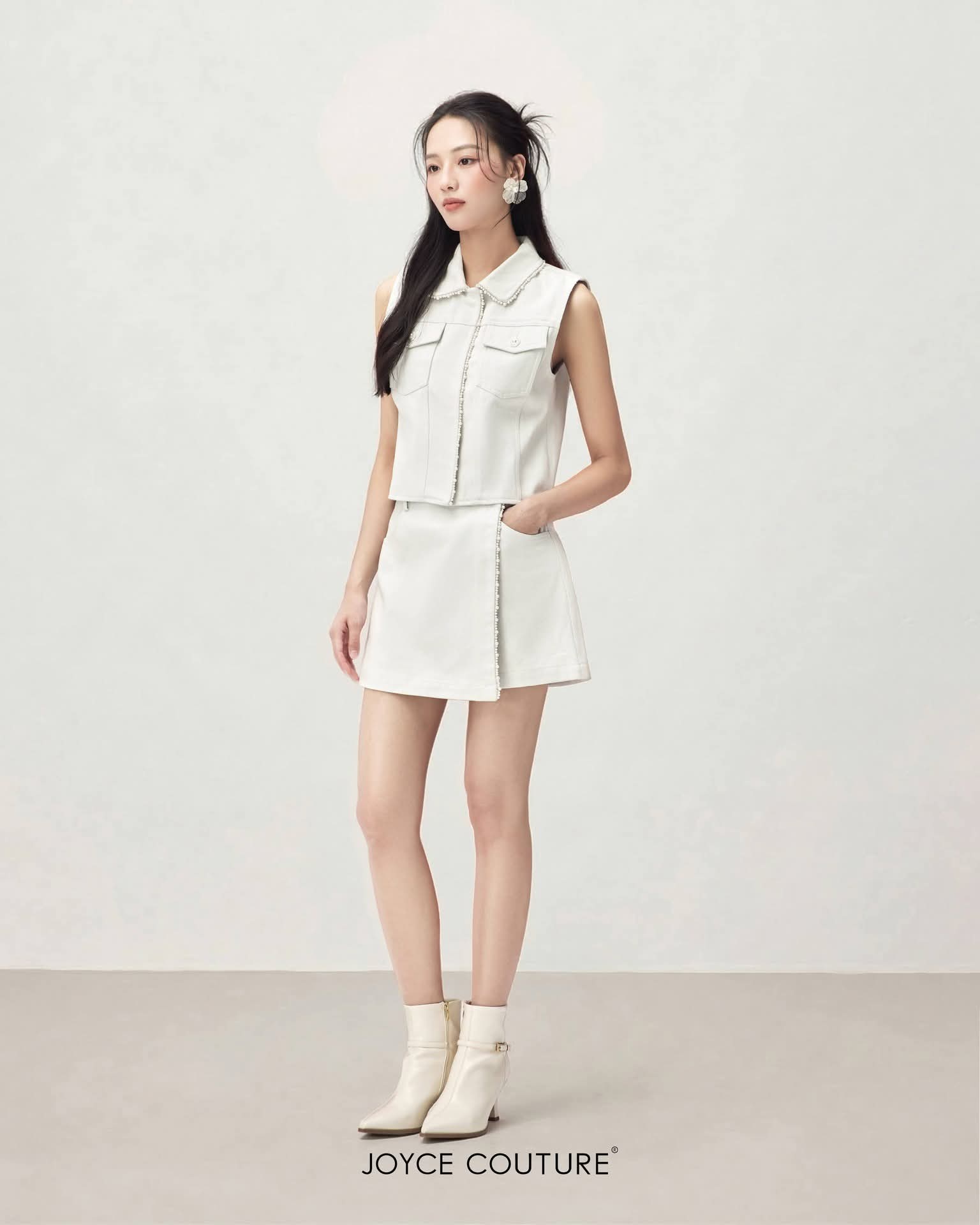 珍珠点缀牛仔上衣 T0212