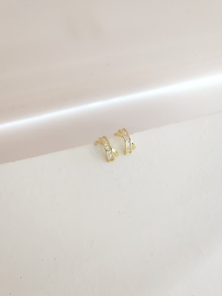 Crystal Pave Huggies Stud Earrings (Silver post)