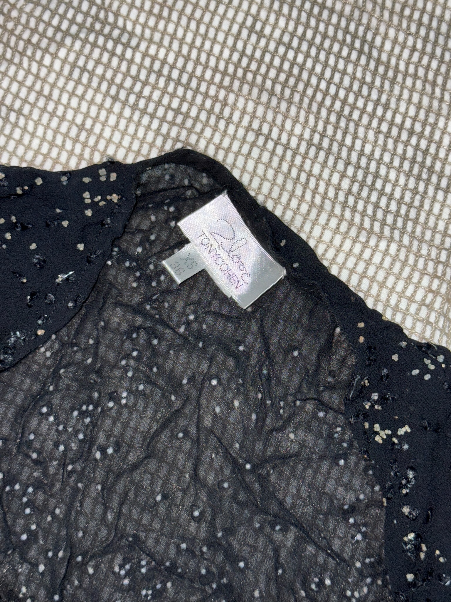 Sparkling Speckled Mesh Ruffle Blouse