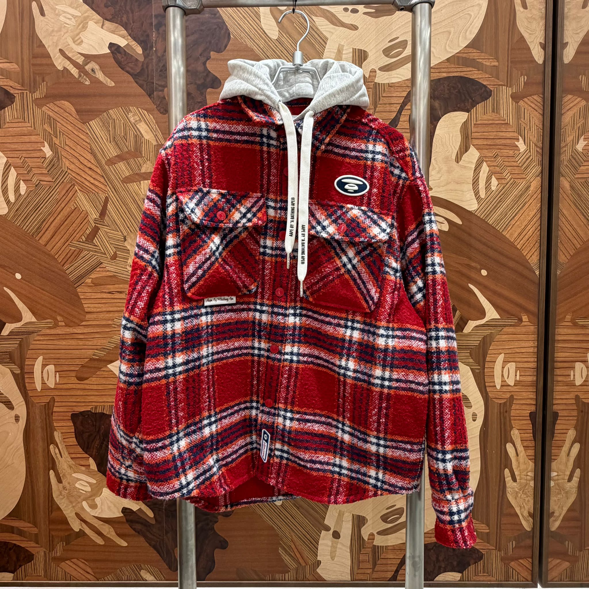 AAPE Hooded checkered long sleeve shirt (8549)
