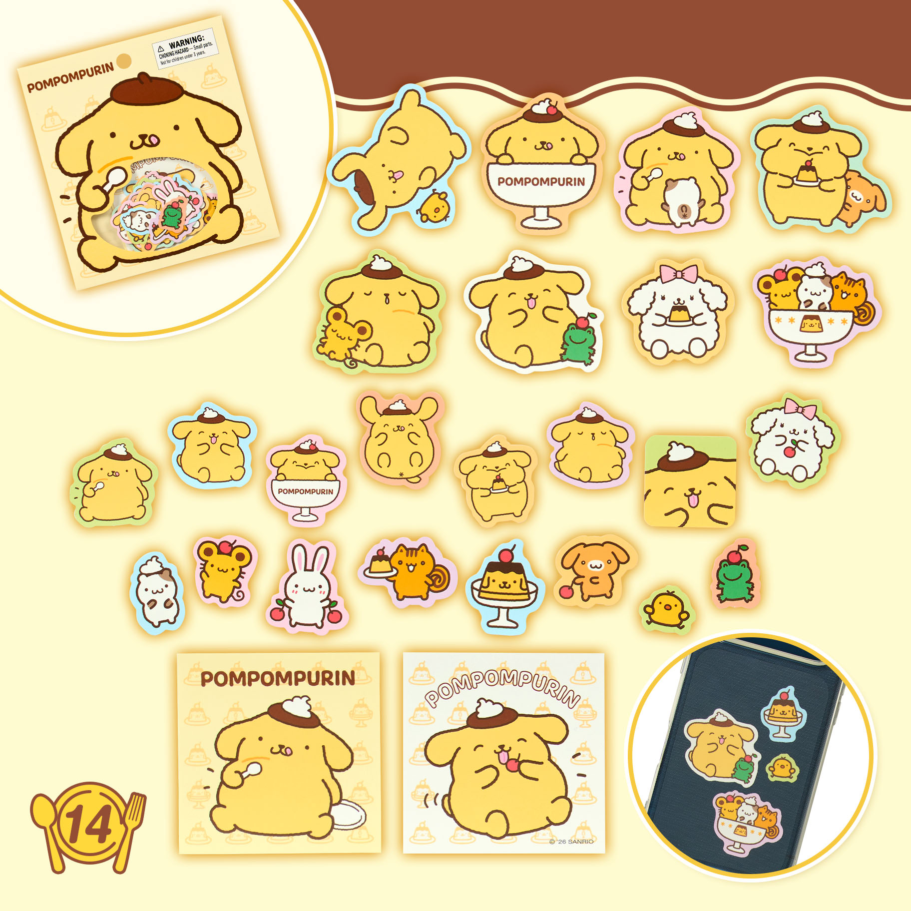 🎀【預訂】Pompompurin 30th anniversary 貼紙 set