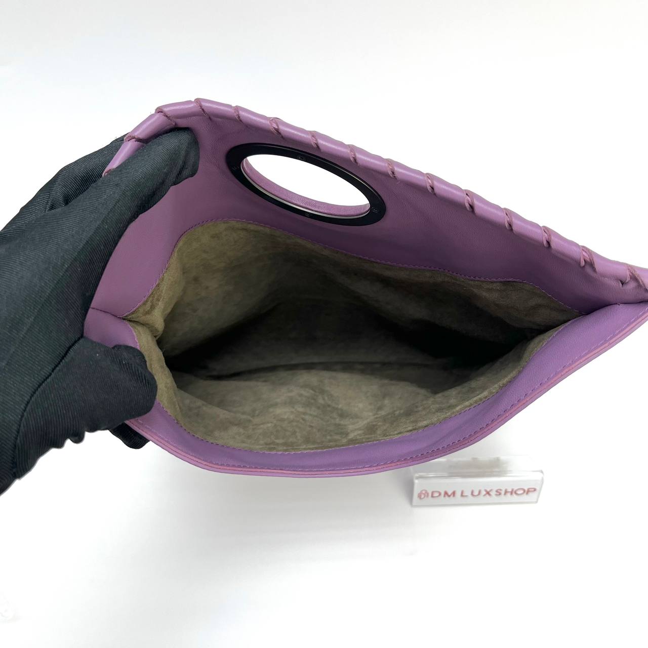 BV Intrecciato Turn Lock Clutch Purple