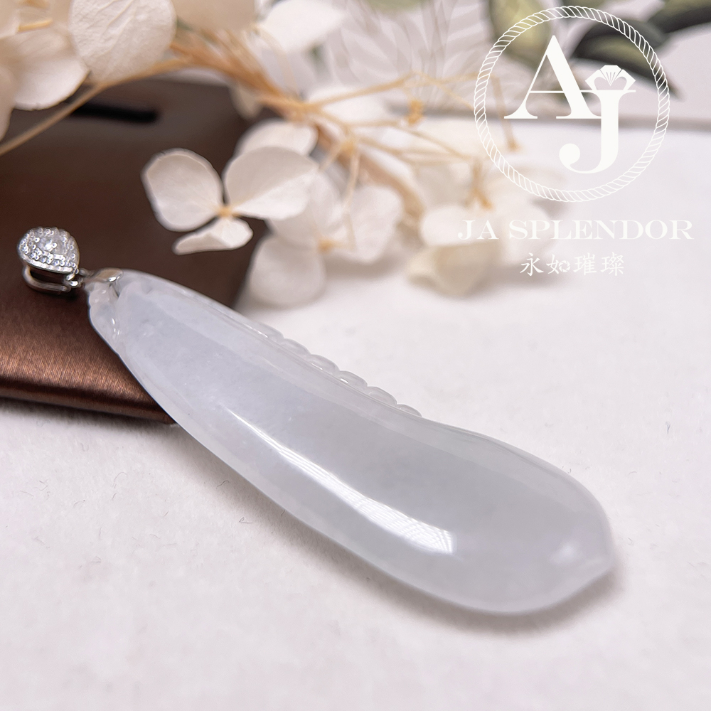 JNS-313 天然翡翠A玉 白冰萬壽果/福瓜吊墜