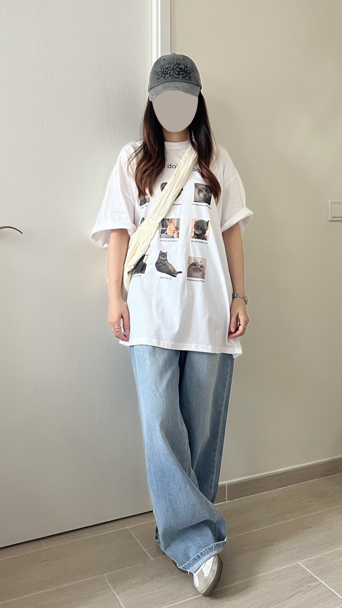 九宮格喵喵oversize tee