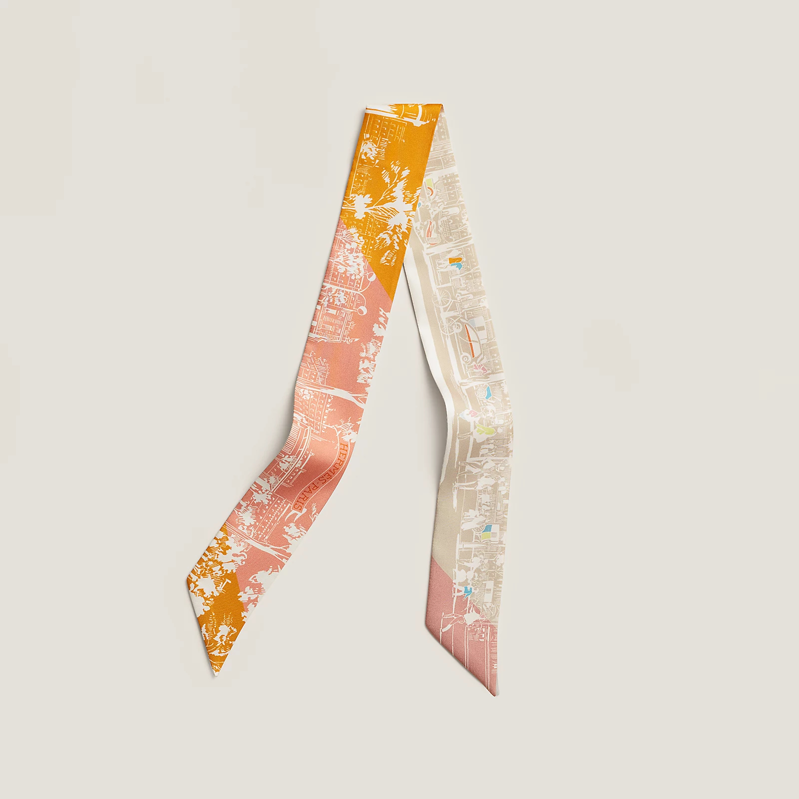 Hermès 全新🆕 100%絲 A l'Ombre des Boulevards圖案 Twilly