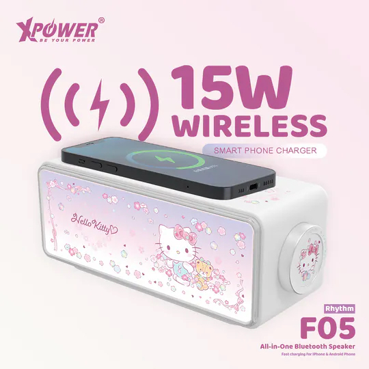 🌈XPower x Hello Kitty  Rhythm F05 無線充電+藍牙喇叭小夜燈 