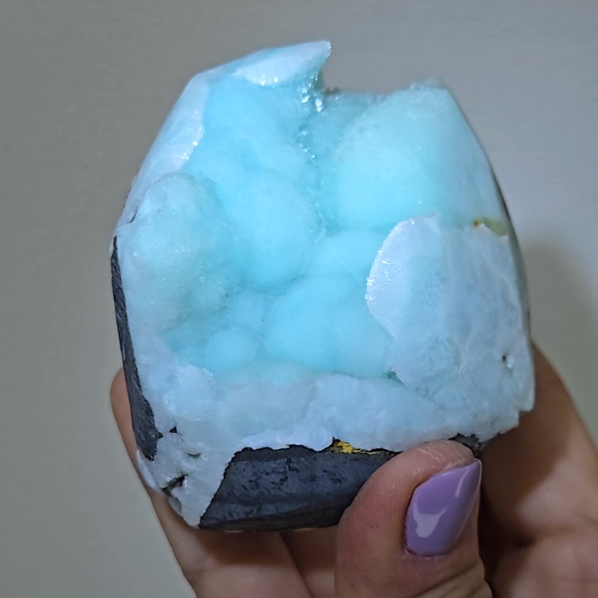 Blue aragonite with botryoidal bubble formations - AR55