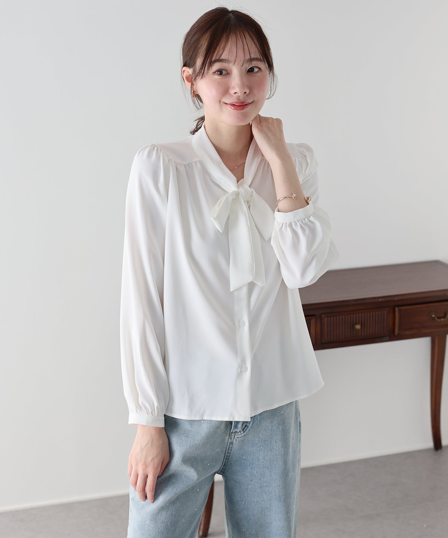<JP> Soft Ribbon Shirt Blouse* 2色入 <預購>