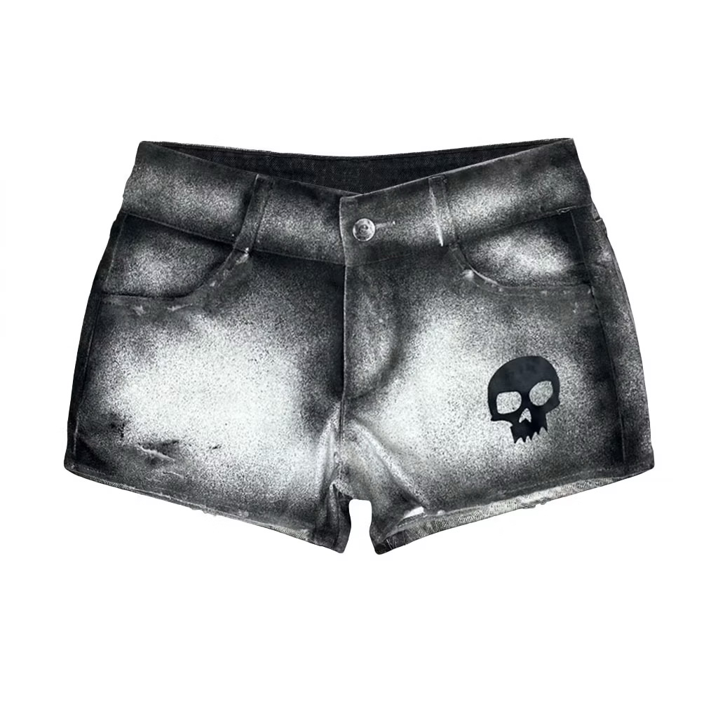Denim Short Skull Grunge Punk
