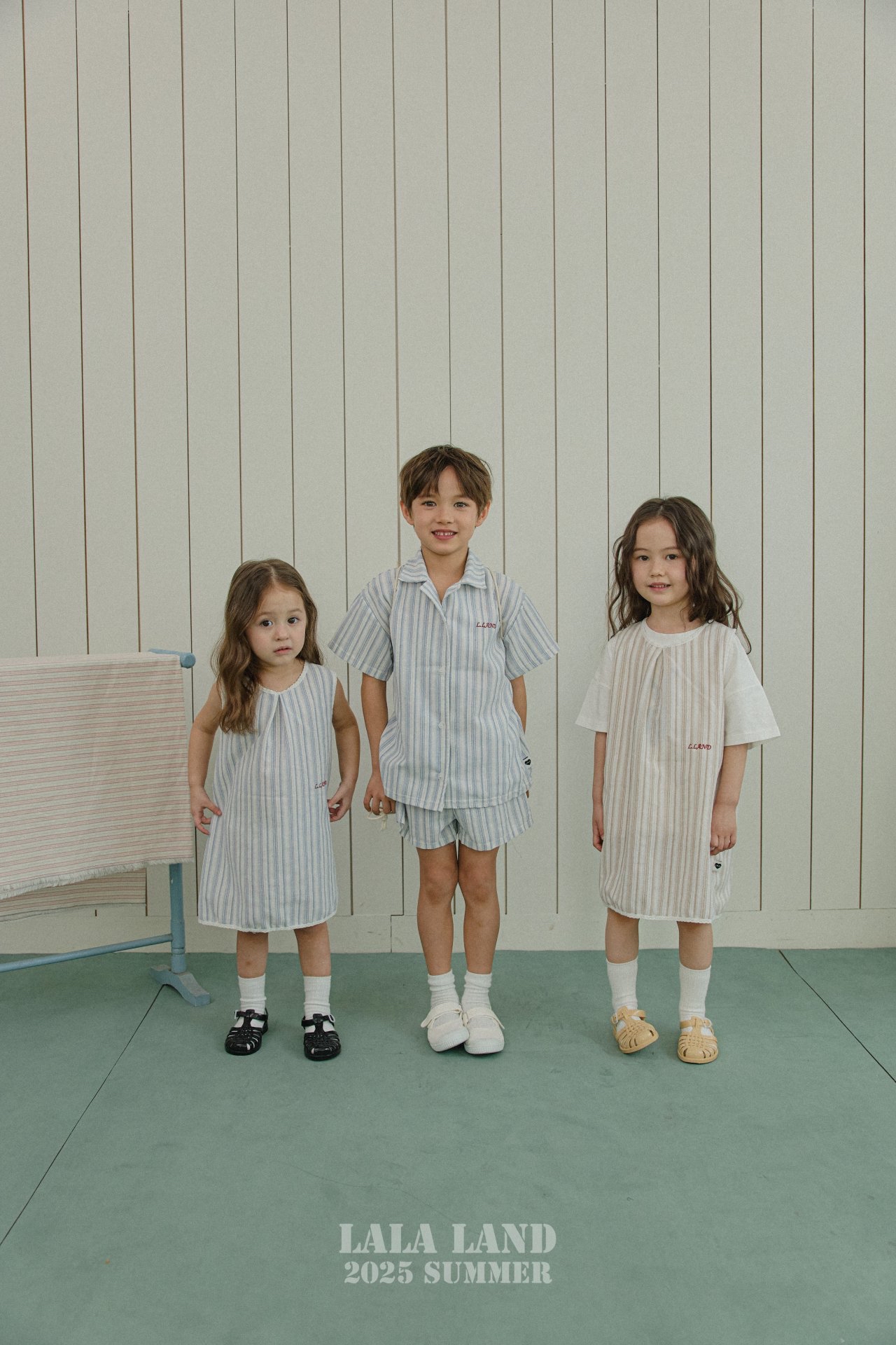 Lalaland | stripe ops with mom pants(Blue M95-105/Adult)