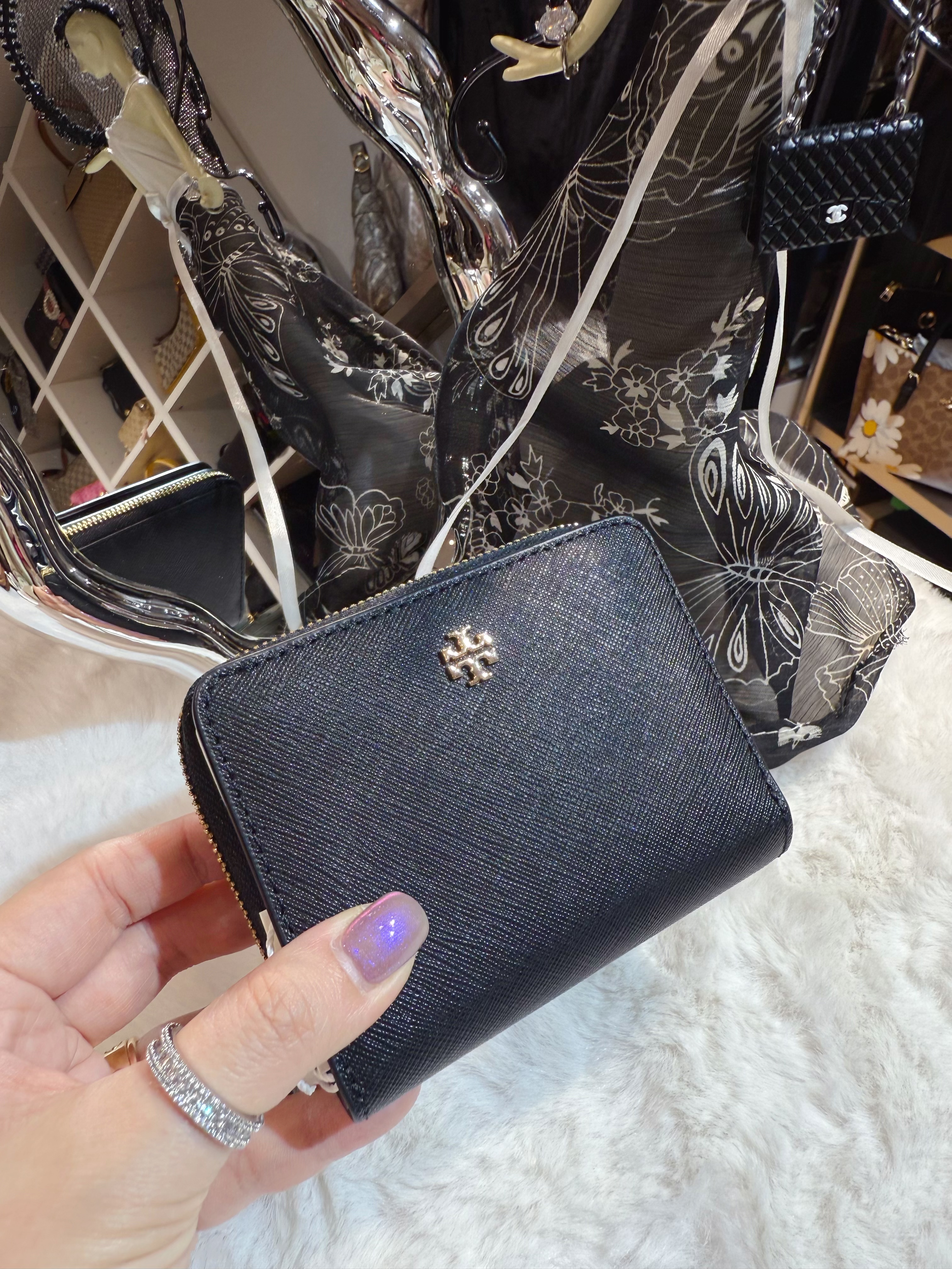 Tory burch Emerson zip wallet sf/blk