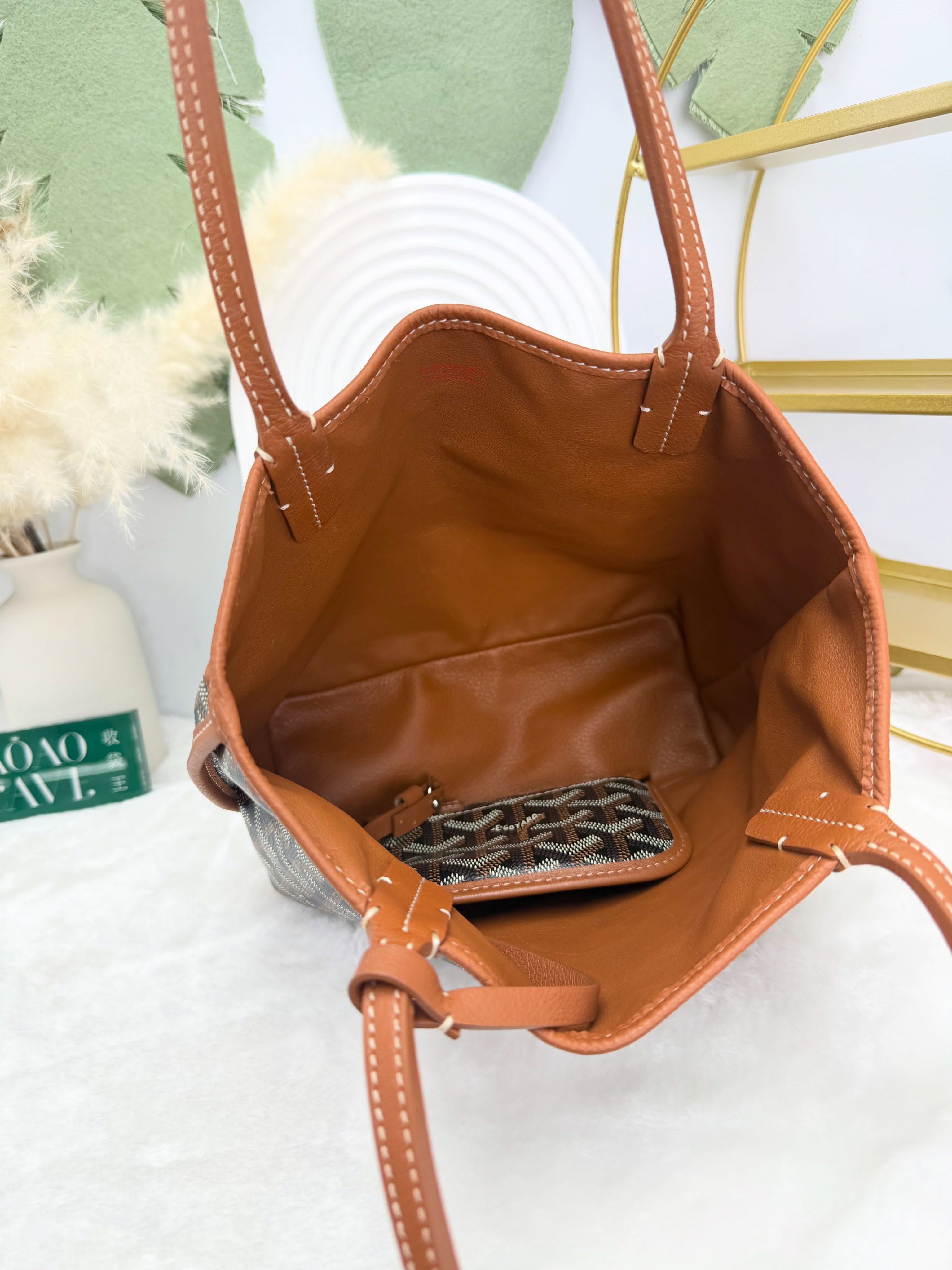 Goyard 👜 PRE OWNED 🛍️Anjou mini tote黑棕色🖤有子袋🤎
