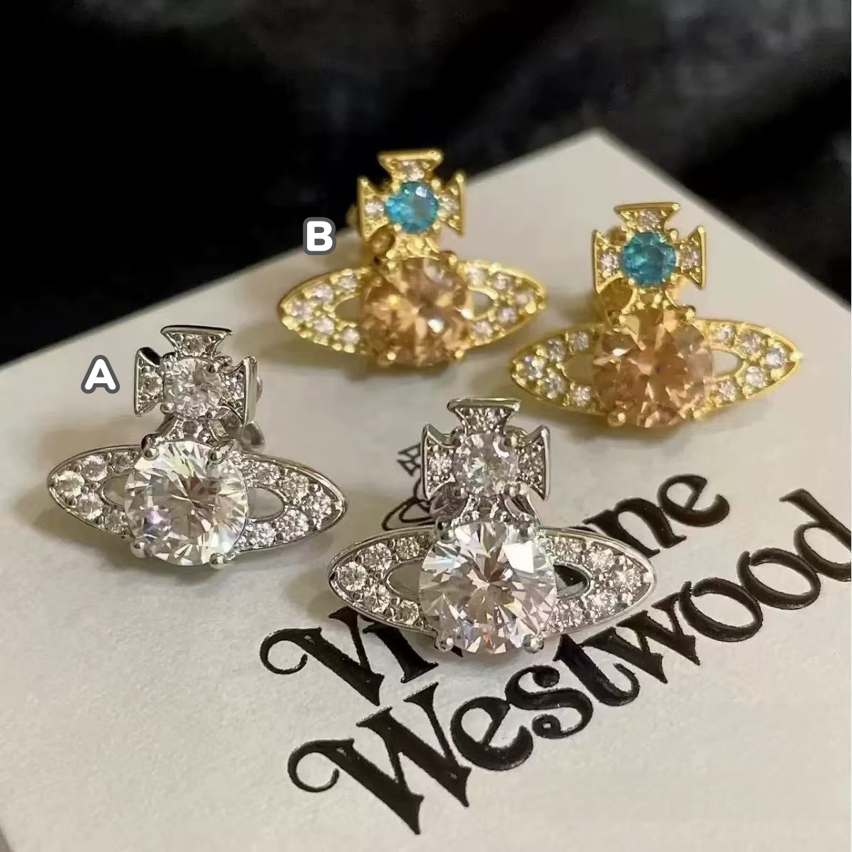 【現貨】Vivienne Westwood 土星鋯石耳環