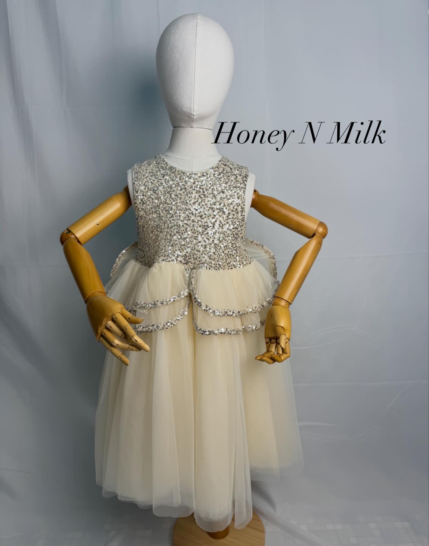 Dancing Sequin Silver Bow Dress