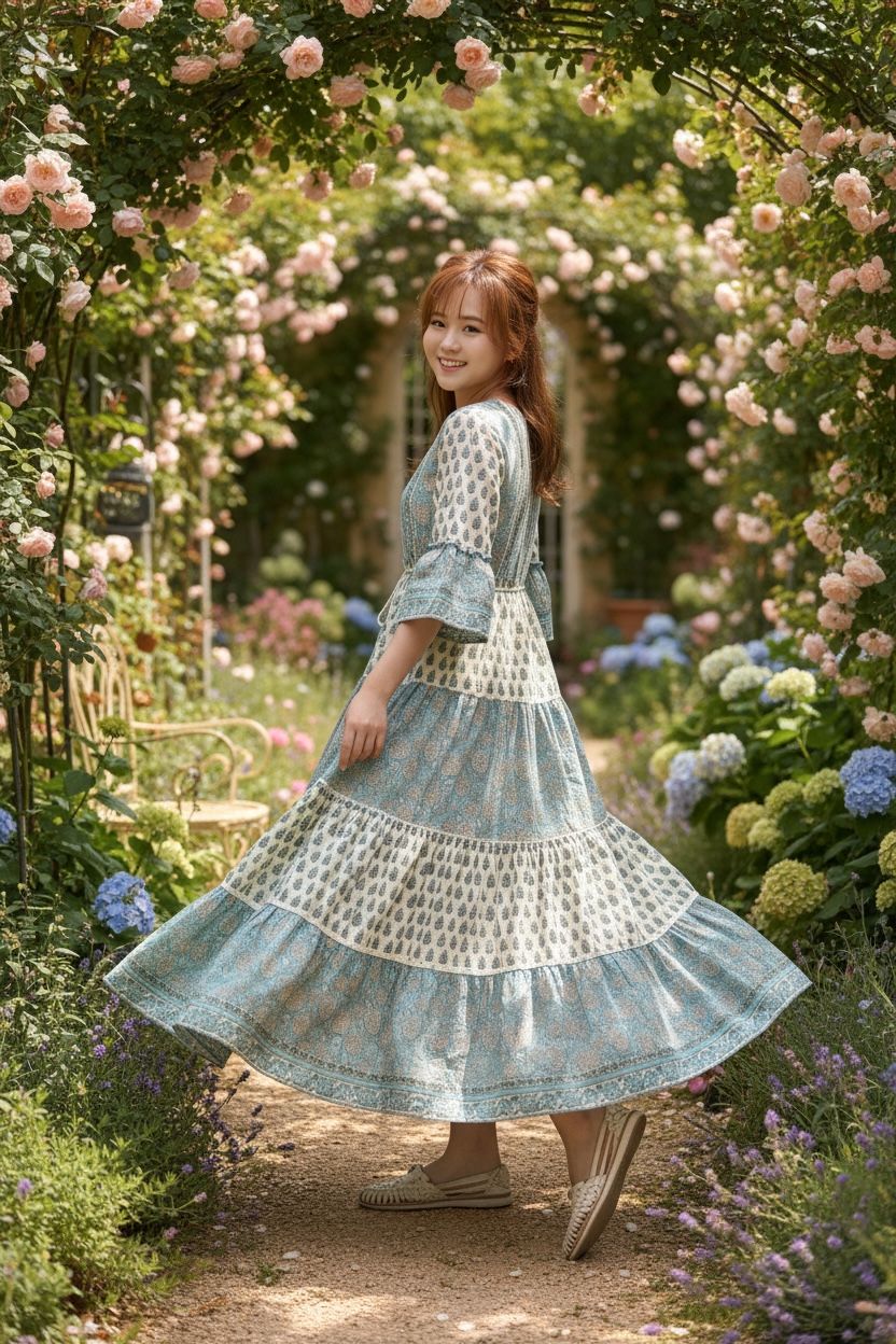 Blue and White 4 Layers Ruffles OP #1368