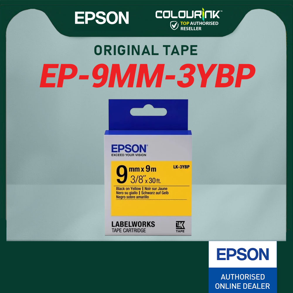 Epson Original 9mm LK Label Tape Sticker 9 Meter Long 3WBN 3YBP LW-K200 LW-K400 LW-600P LW-700