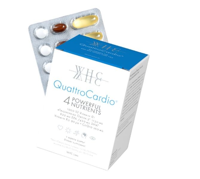 WHC Quattro Cardio藍寶盒95%高純度深海魚油三高配方Q10+維他命K+D90粒